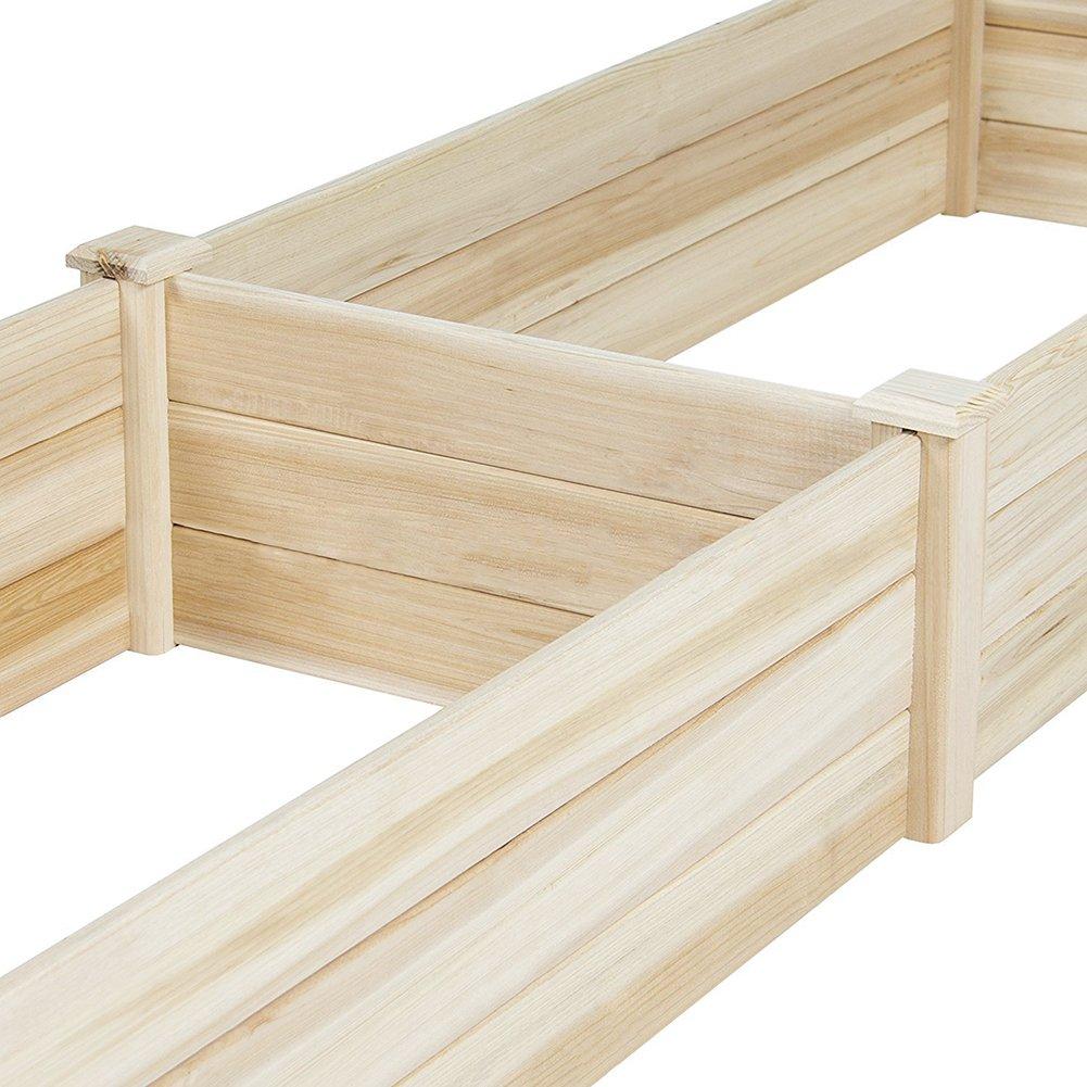 Brown - Breeins - Solid Wood Raised Garden Bed with 2 Compartments - 5