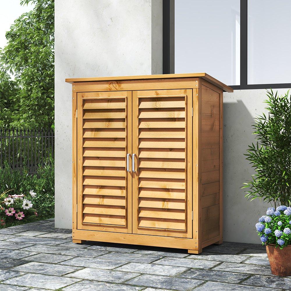 Brown - Breeins - Outdoor Solid Wood Storage Tool Shed Brown - 1