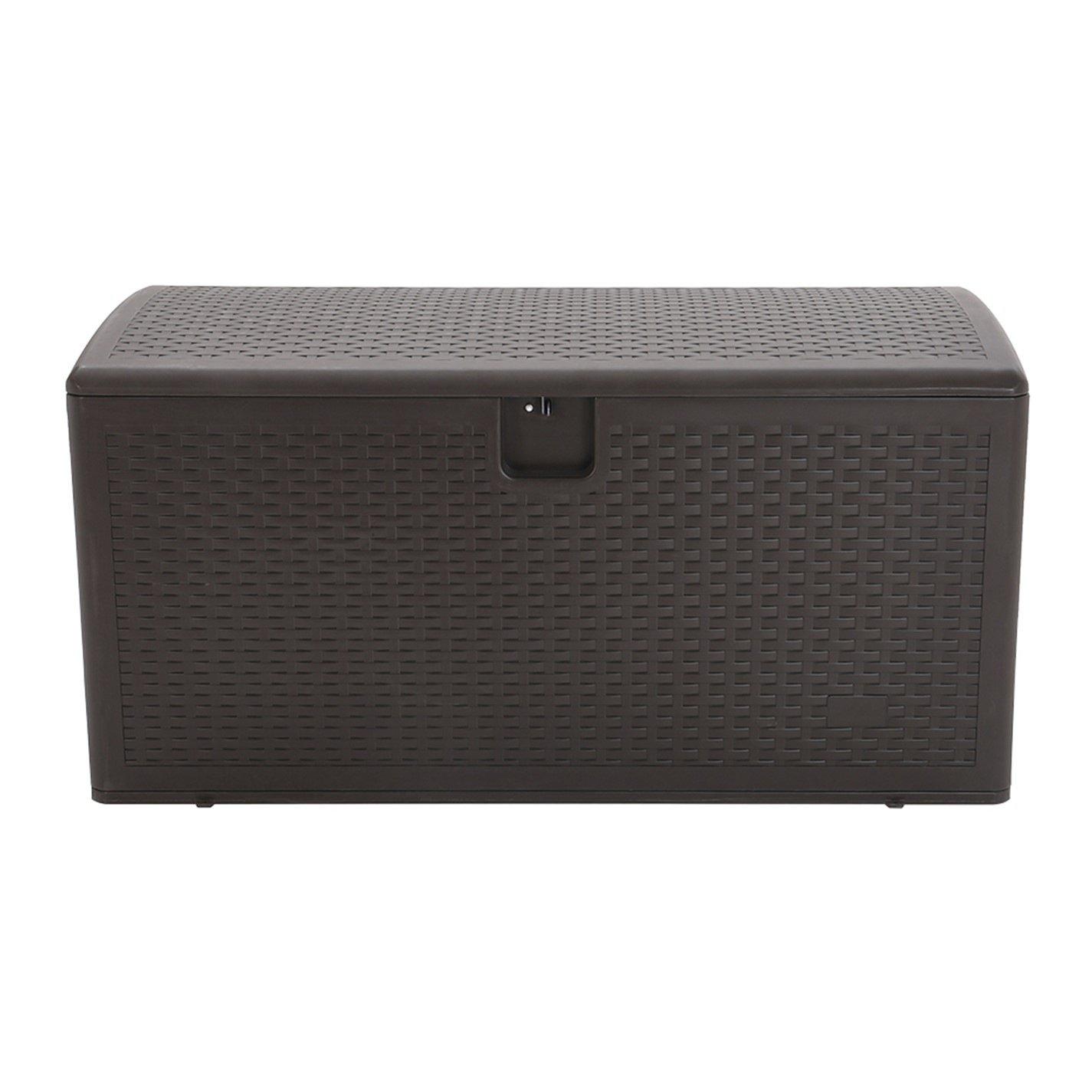 Brown - Breeins - 99-Gallon Rattan Outdoor Deck Box Brown - 3