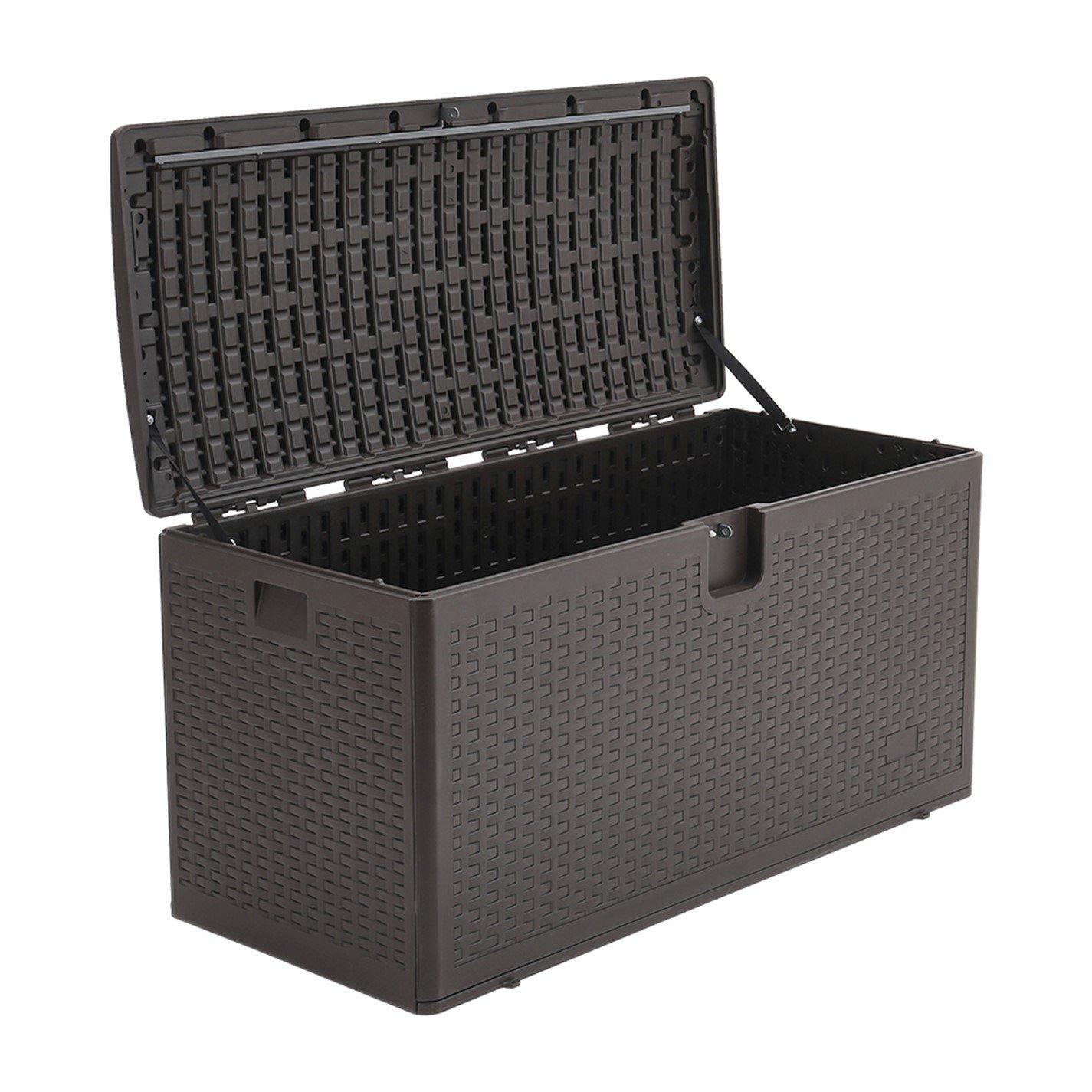 Brown - Breeins - 99-Gallon Rattan Outdoor Deck Box Brown - 6