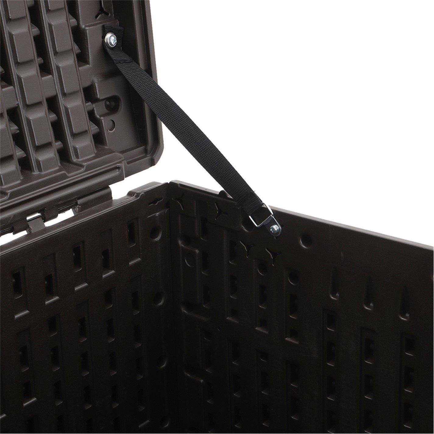 Brown - Breeins - 99-Gallon Rattan Outdoor Deck Box Brown - 7