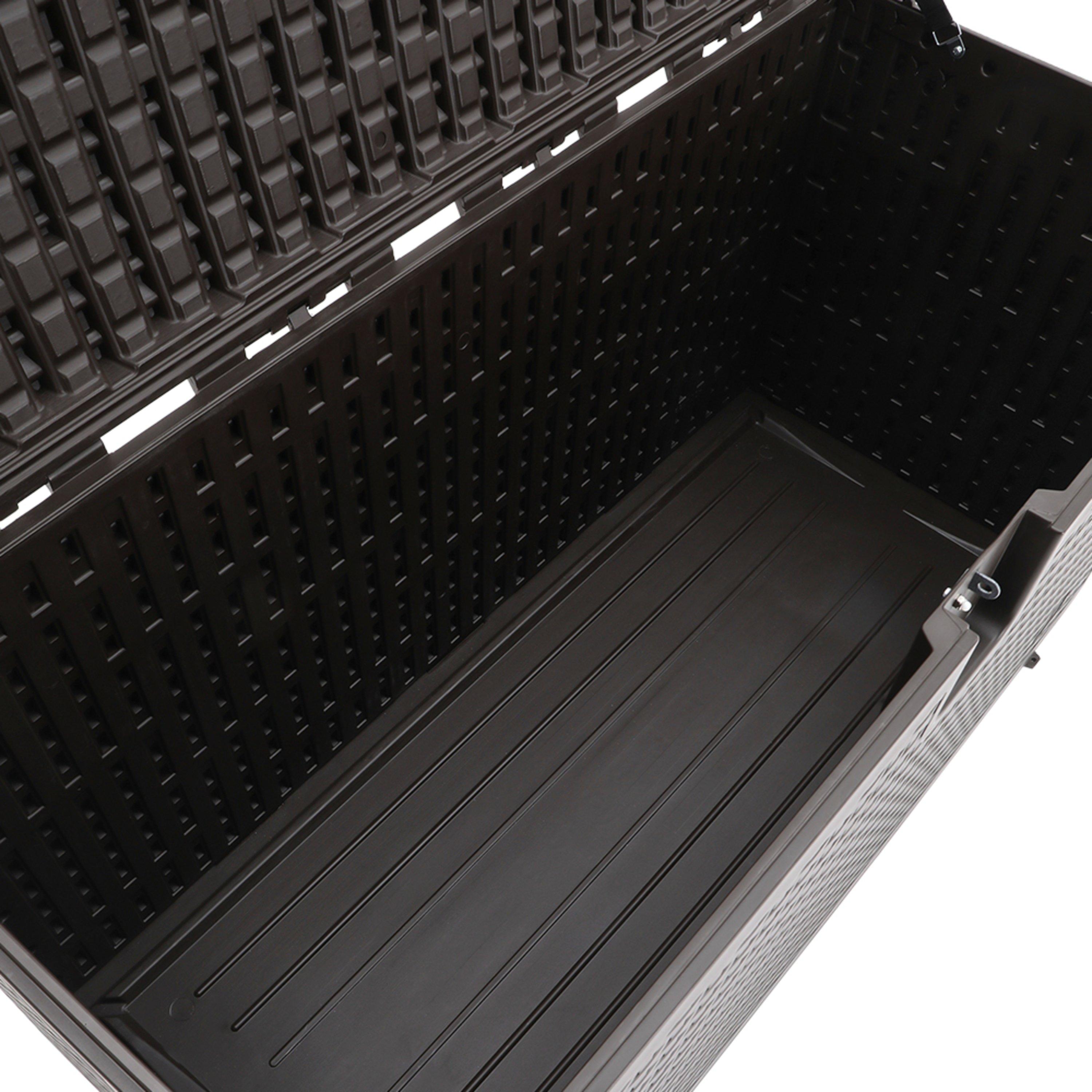 Brown - Breeins - 99-Gallon Rattan Outdoor Deck Box Brown - 10