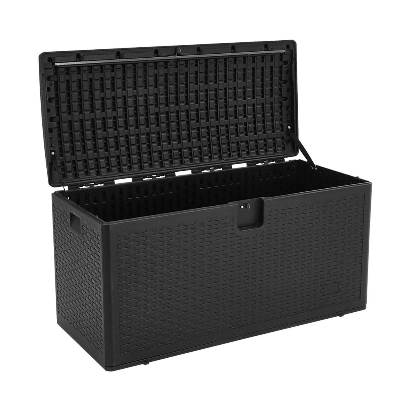 Black - Breeins - 99-Gallon Rattan Outdoor Deck Box Black - 5