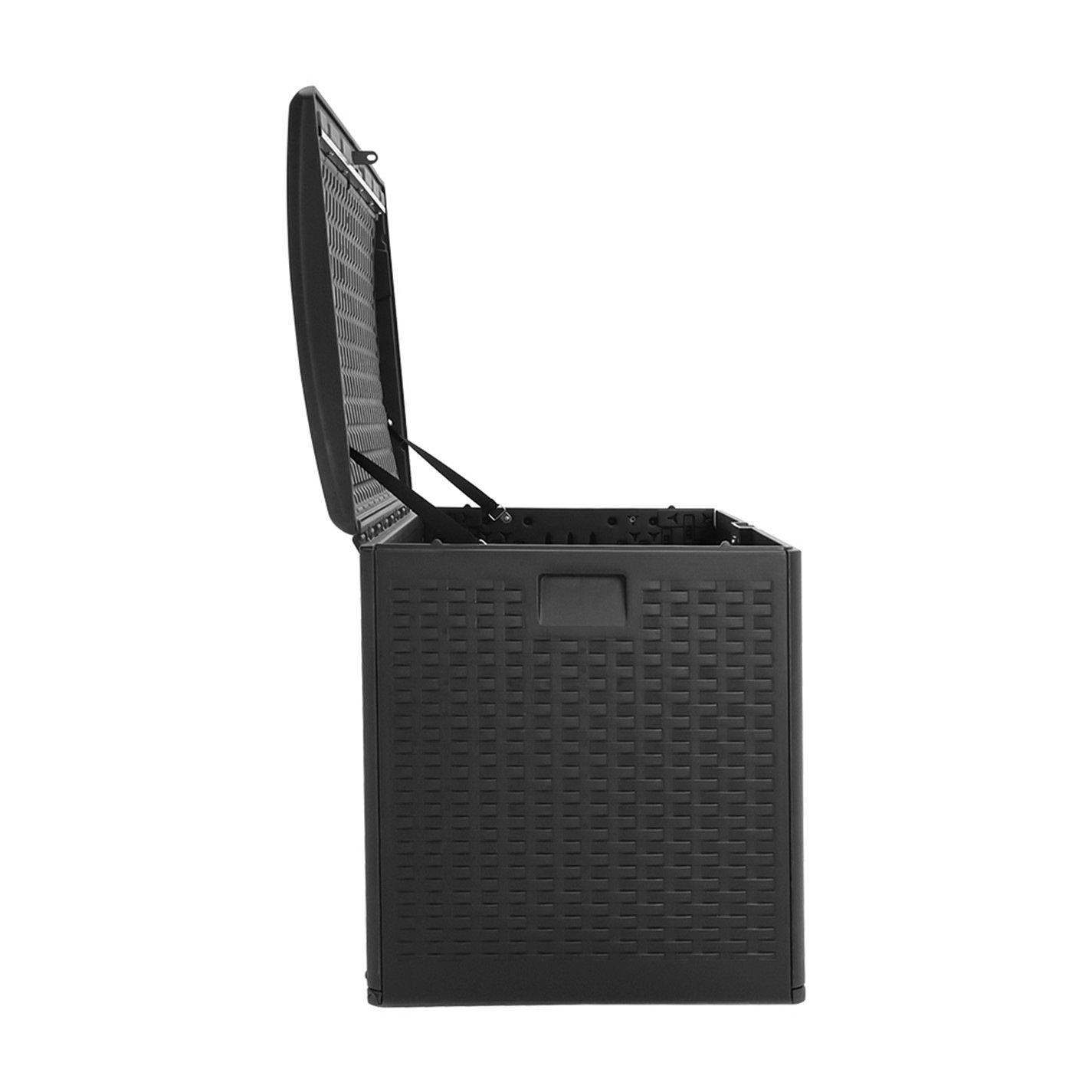 Black - Breeins - 99-Gallon Rattan Outdoor Deck Box Black - 6