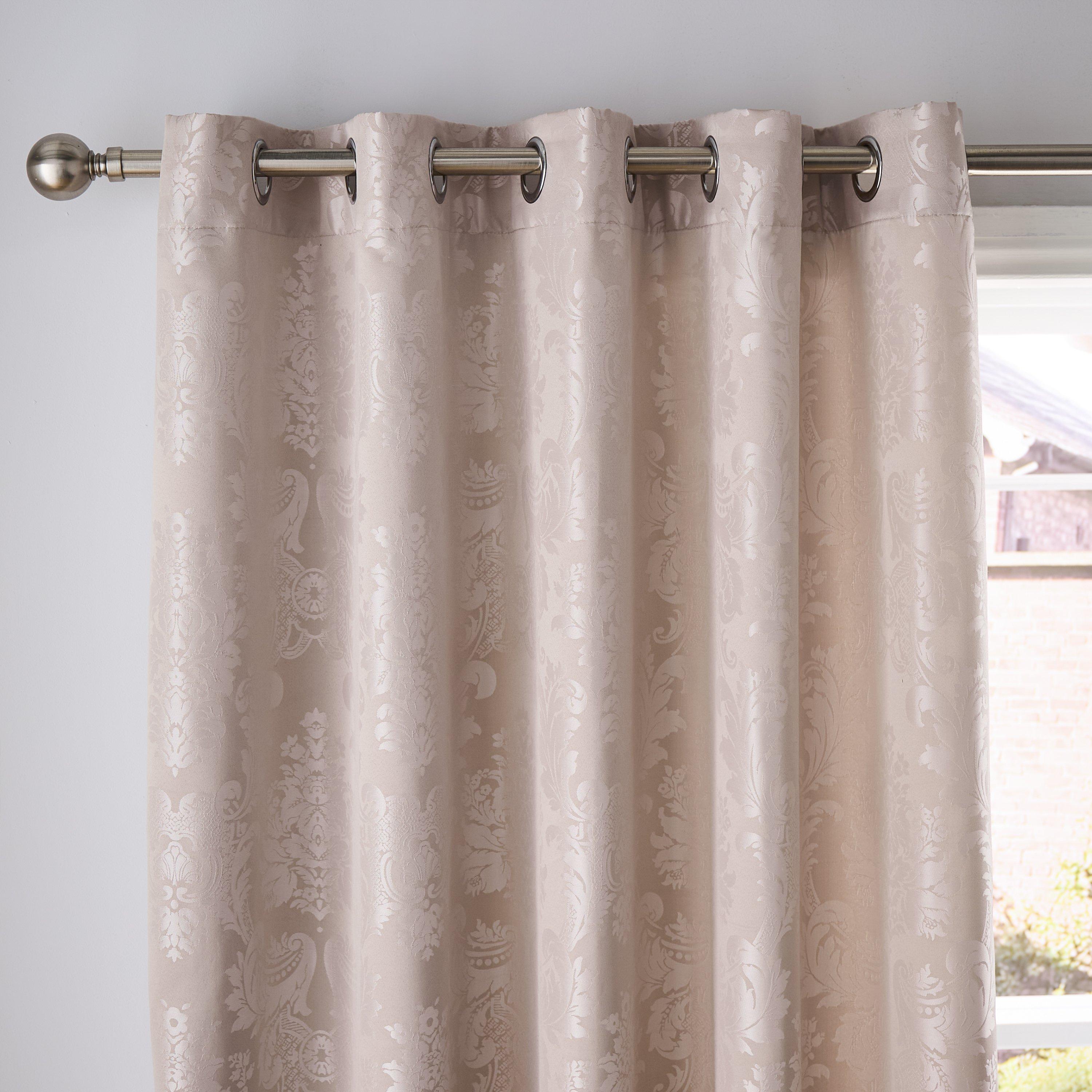Catherine Lansfield  Damask Jacquard Lined Eyelet Curtains - Champagne - 168x229cm