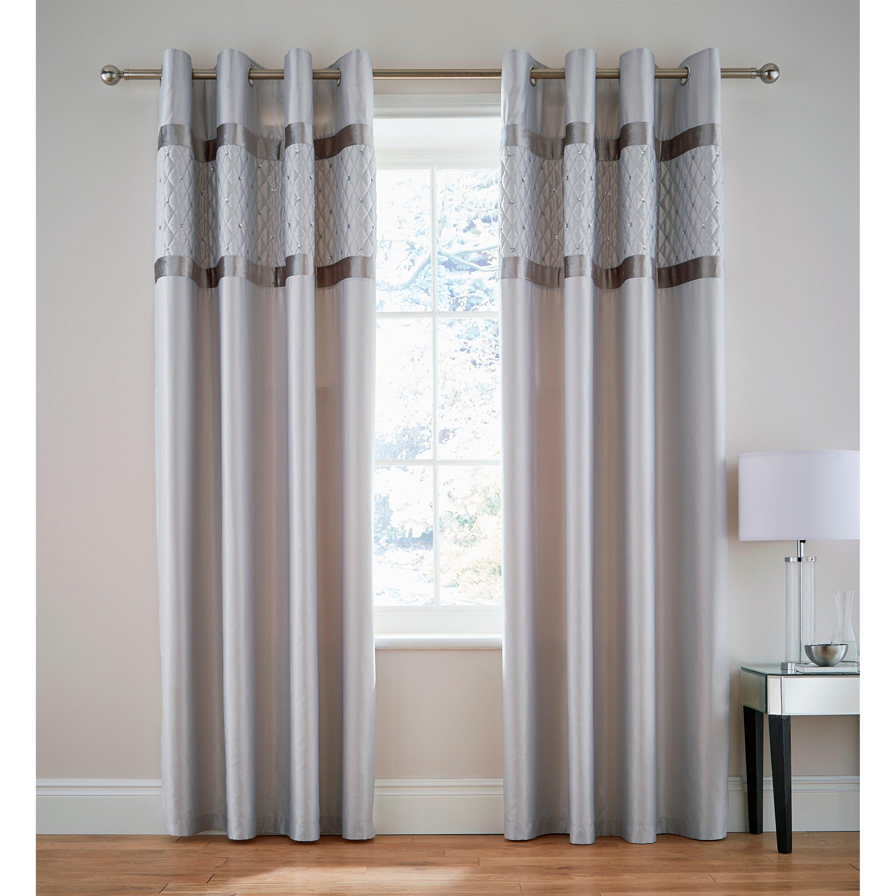 Silver Grey - Catherine Lansfield - Sequin Cluster Lined Eyelet Curtains - 2