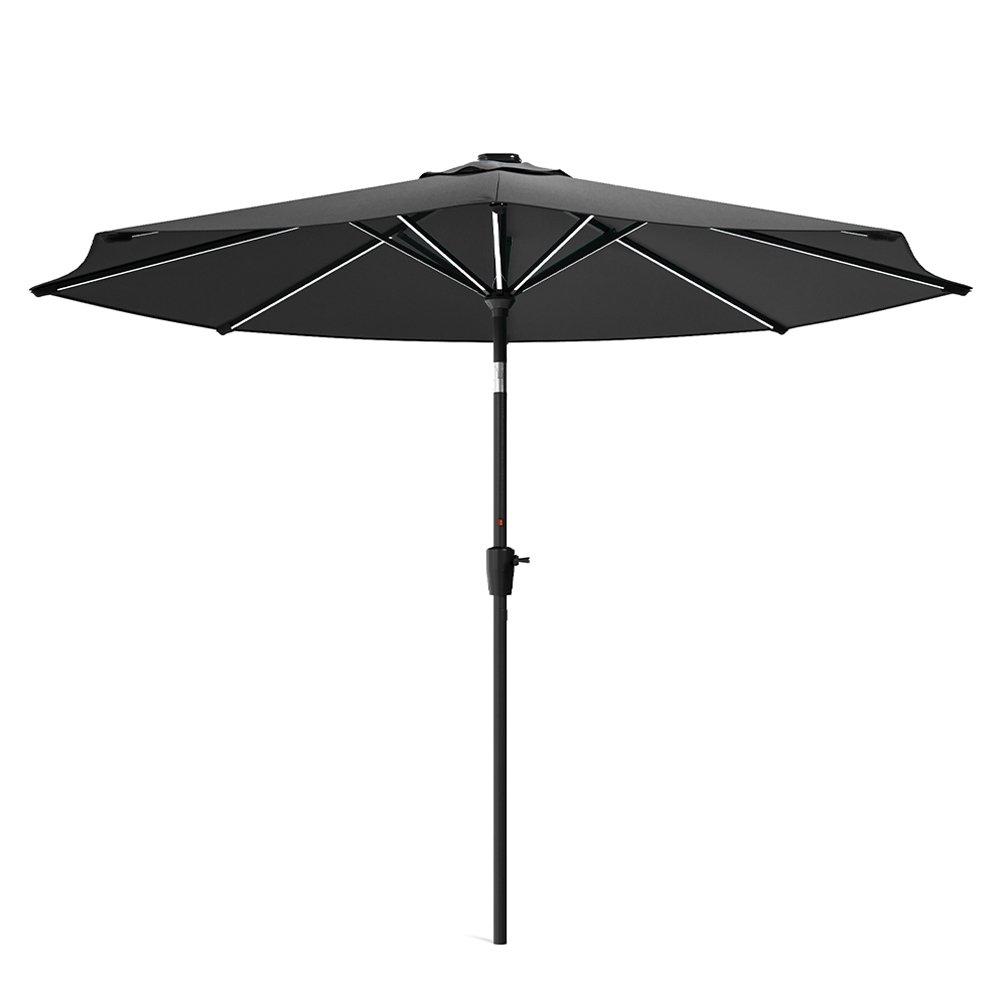 Grey - Breeins - Large Solar LED Parasol without Base Dark Grey - 3