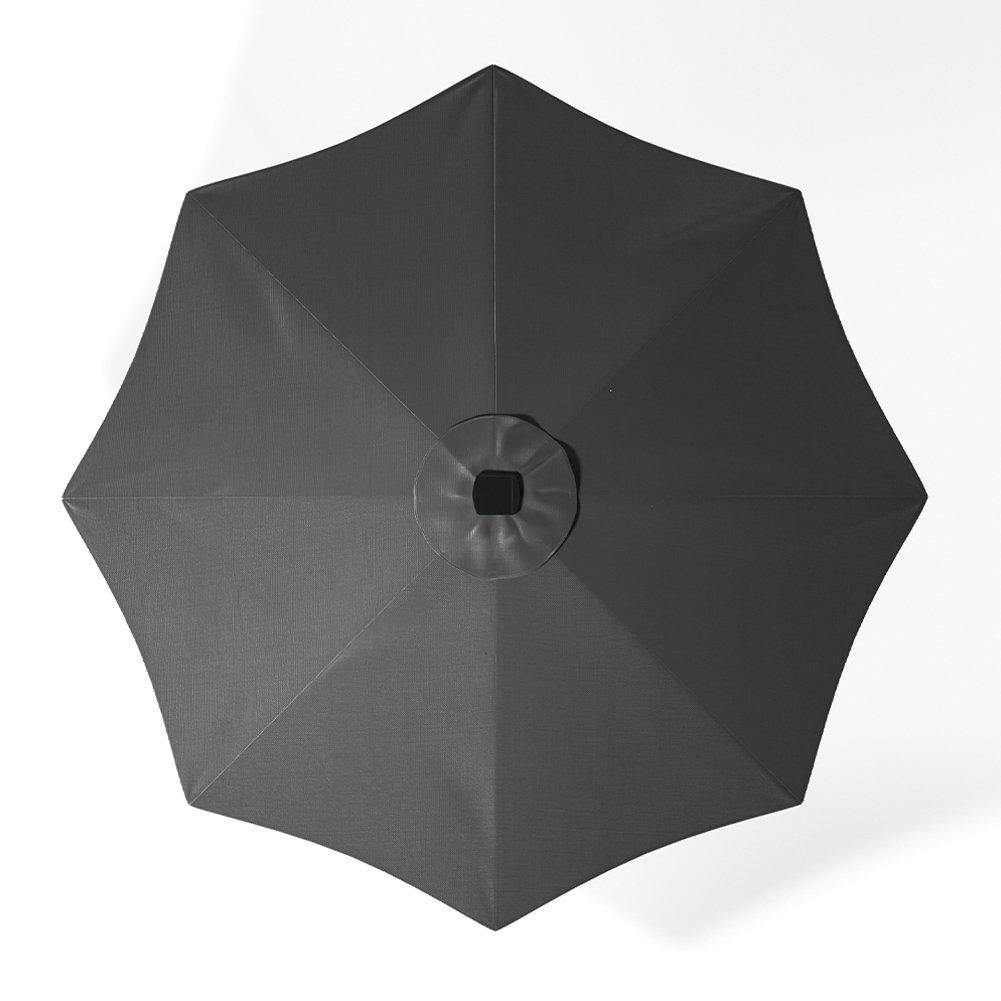 Grey - Breeins - Large Solar LED Parasol without Base Dark Grey - 6