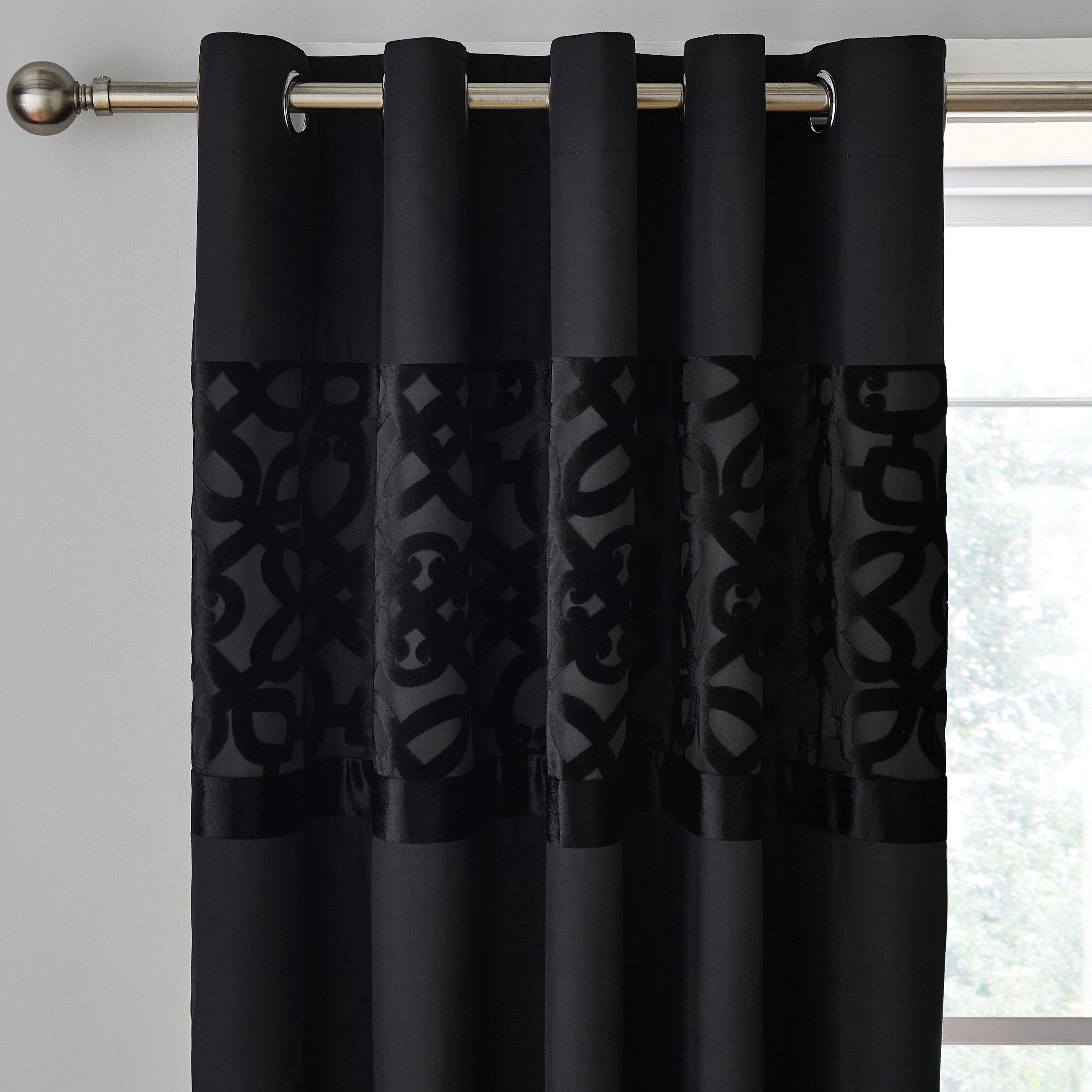 Lattice Cut Velvet Lined Eyelet Curtains