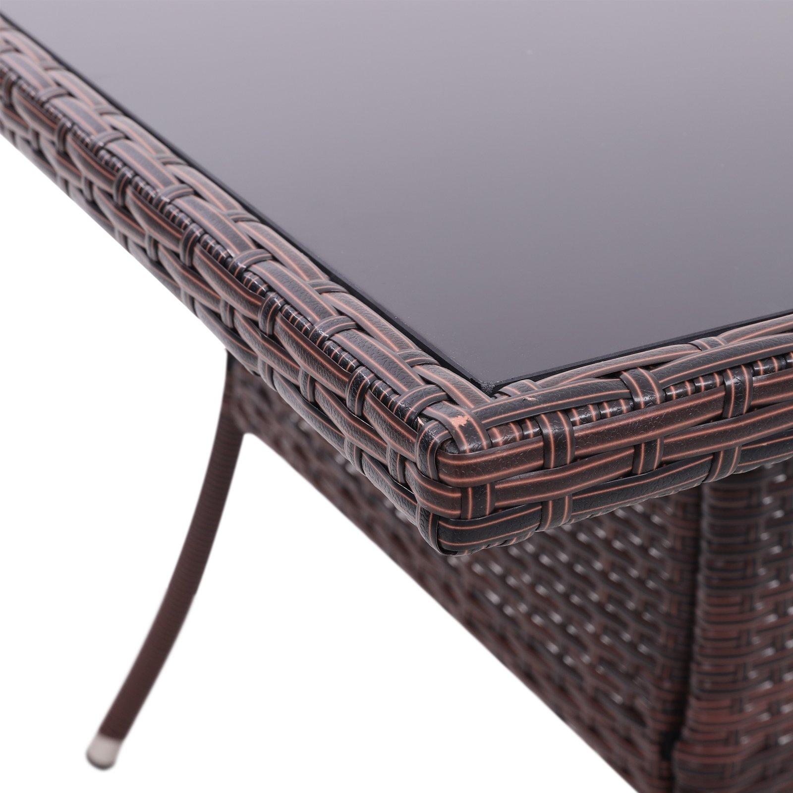 Brown - Breeins - 105cm Square Wicker Glass Table with Parasol Hole - 4