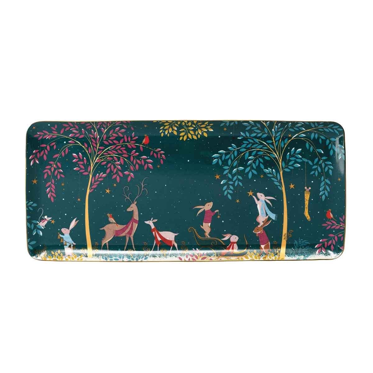 Multi - Sara Miller London - Woodland Tales Sandwich Tray Deer Robin - 1