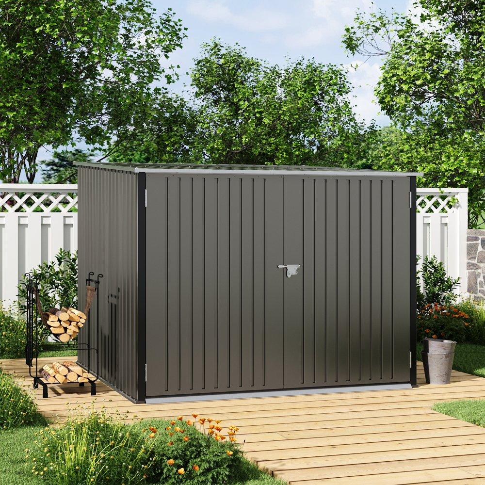 Grey - Breeins - Lockable Bike Storage Shed with Bike Racks Grey - 1