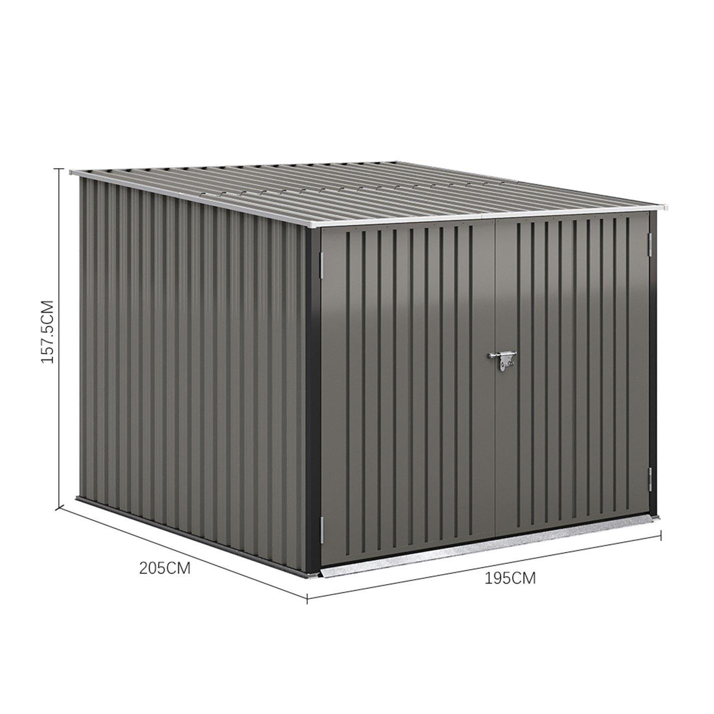 Grey - Breeins - Lockable Bike Storage Shed with Bike Racks Grey - 9