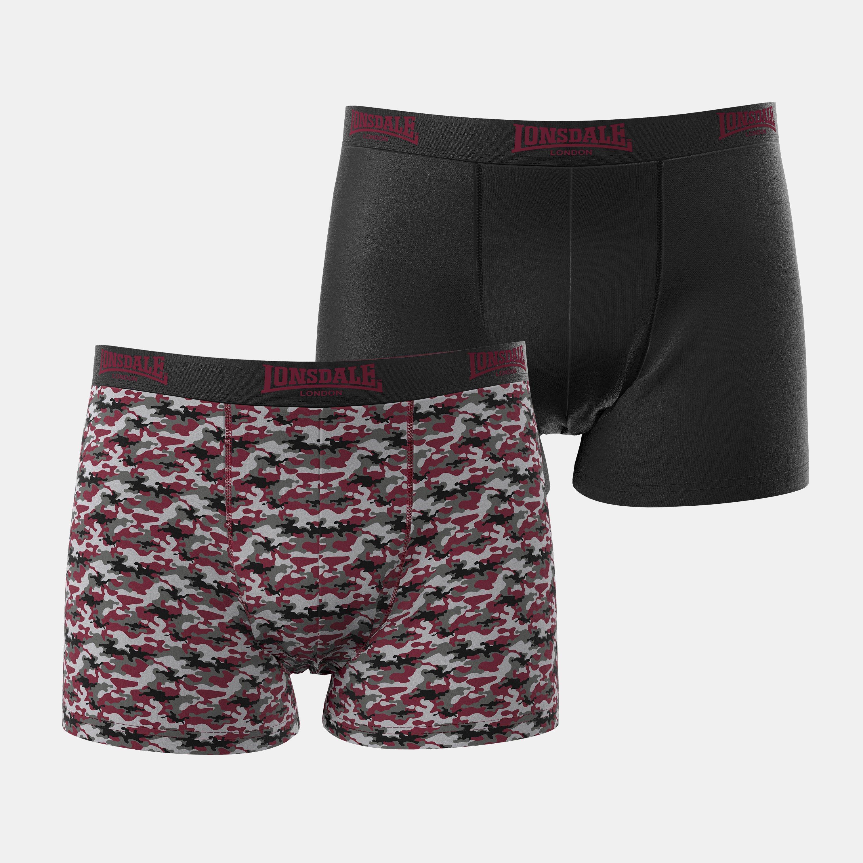 Lonsdale Men's Trunk Shorts 2 Pack - Rust Camo/Black - Small