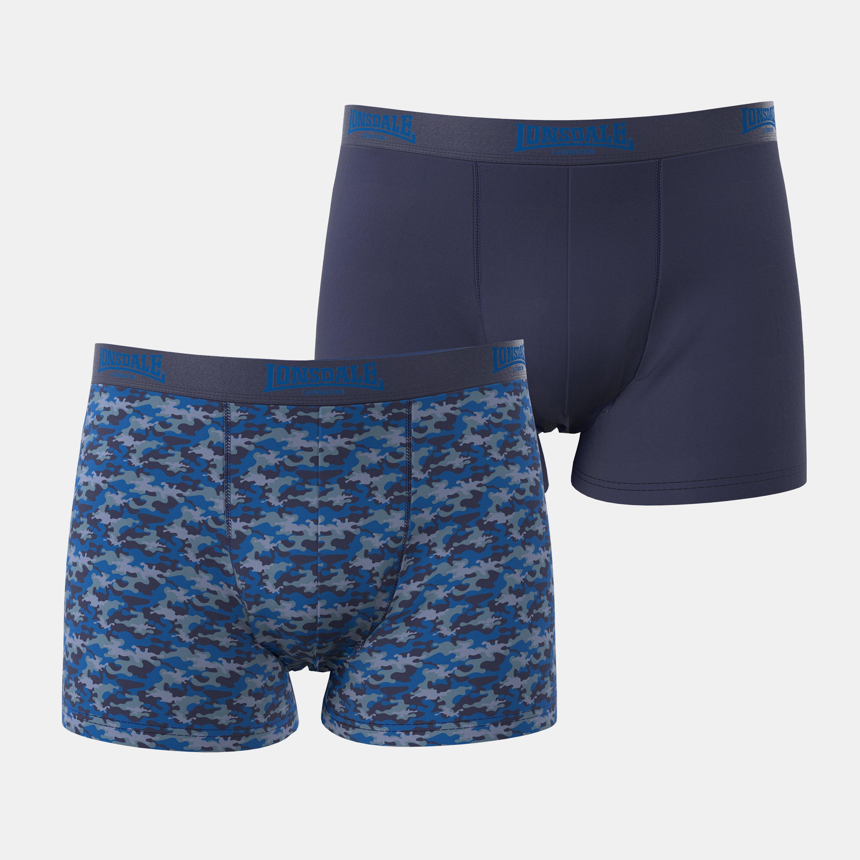 Lonsdale Men's Trunk Shorts 2 Pack - Camo/Navy - X Large