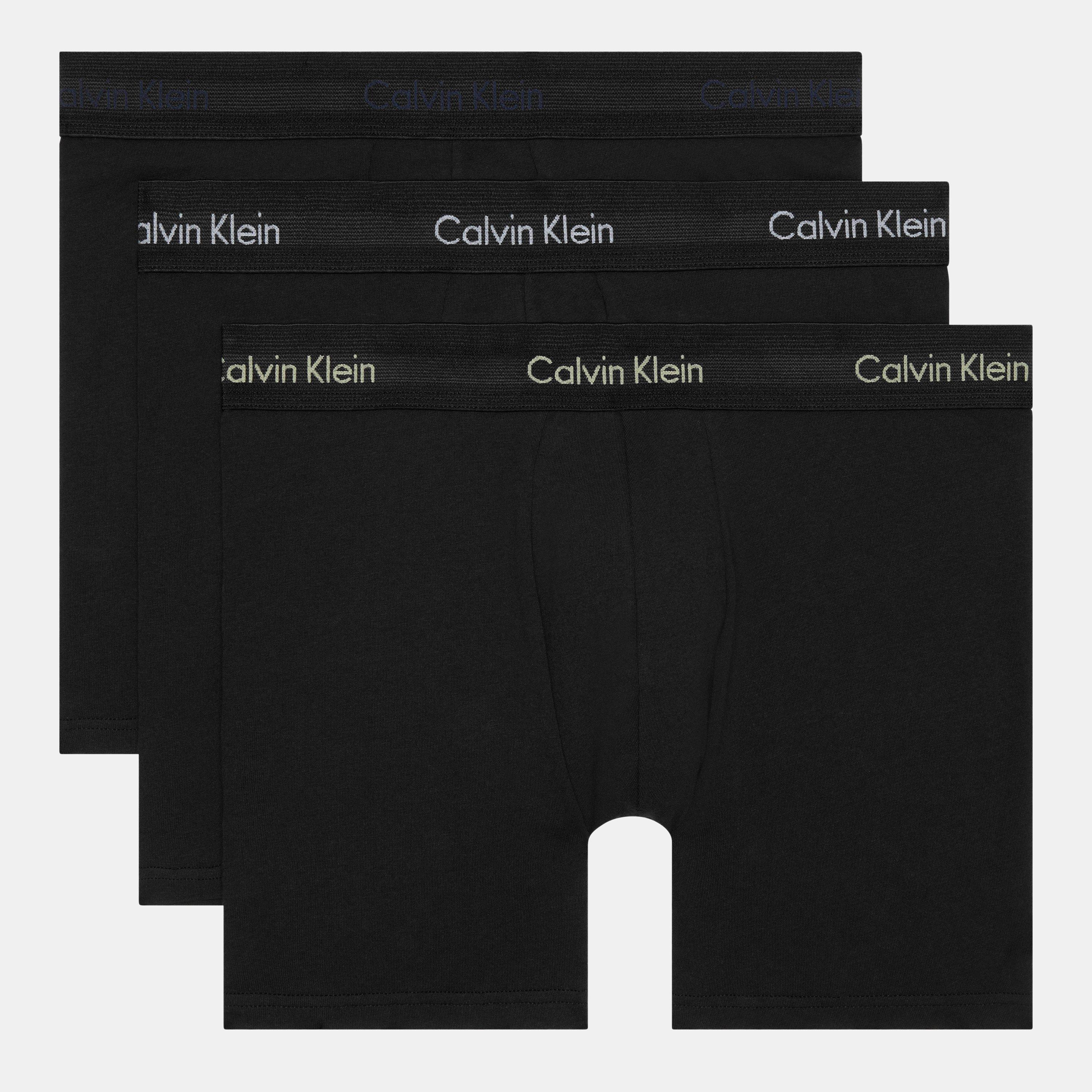 Calvin Klein Men's Wht/Blu/Grn Calvinklein 3 Pack Boxer Briefs - Medium