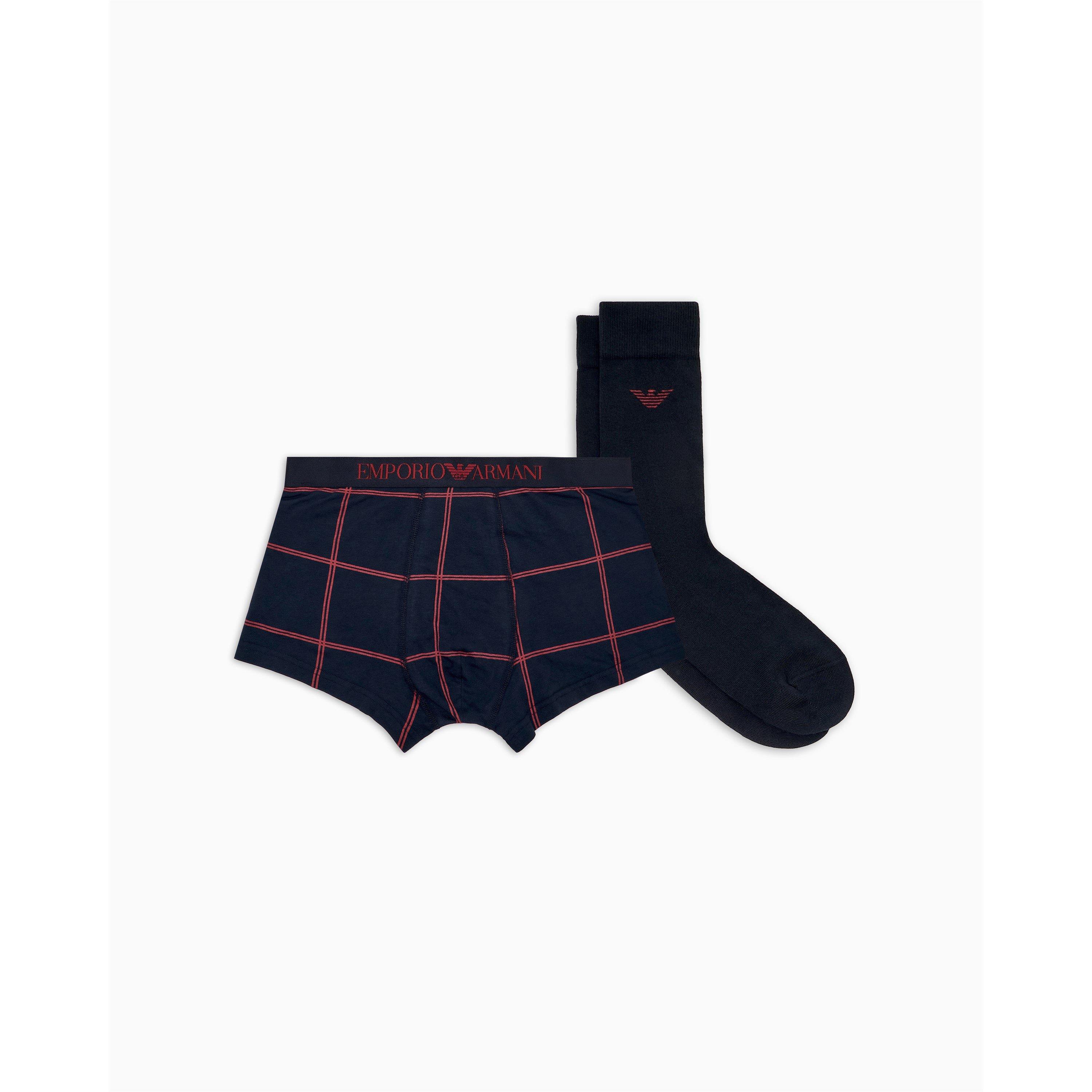 Emporio Armani Men's Trunks - Blu/Red Chk - Medium