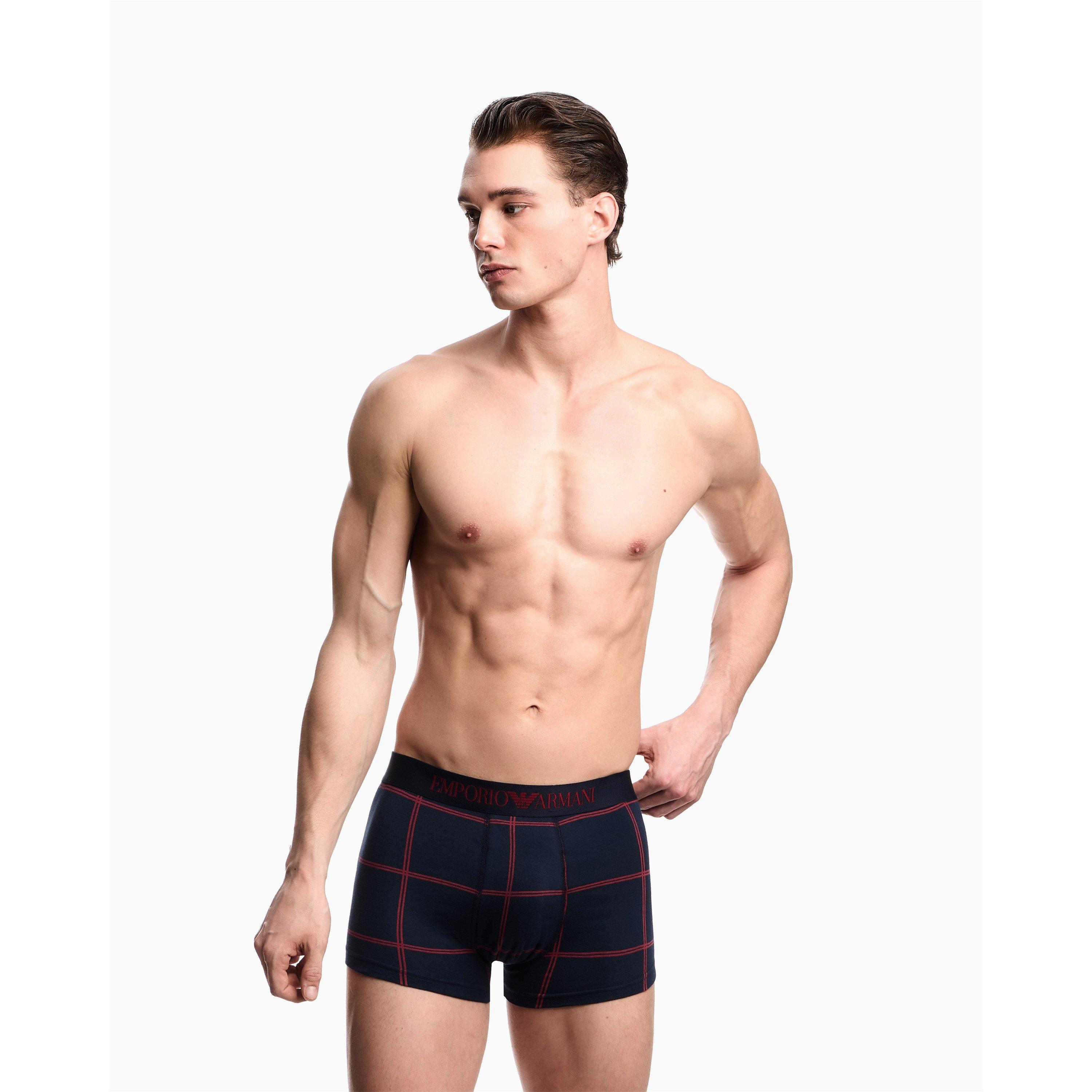 Blu/Red Chk - Emporio Armani - Men's Trunks - 2