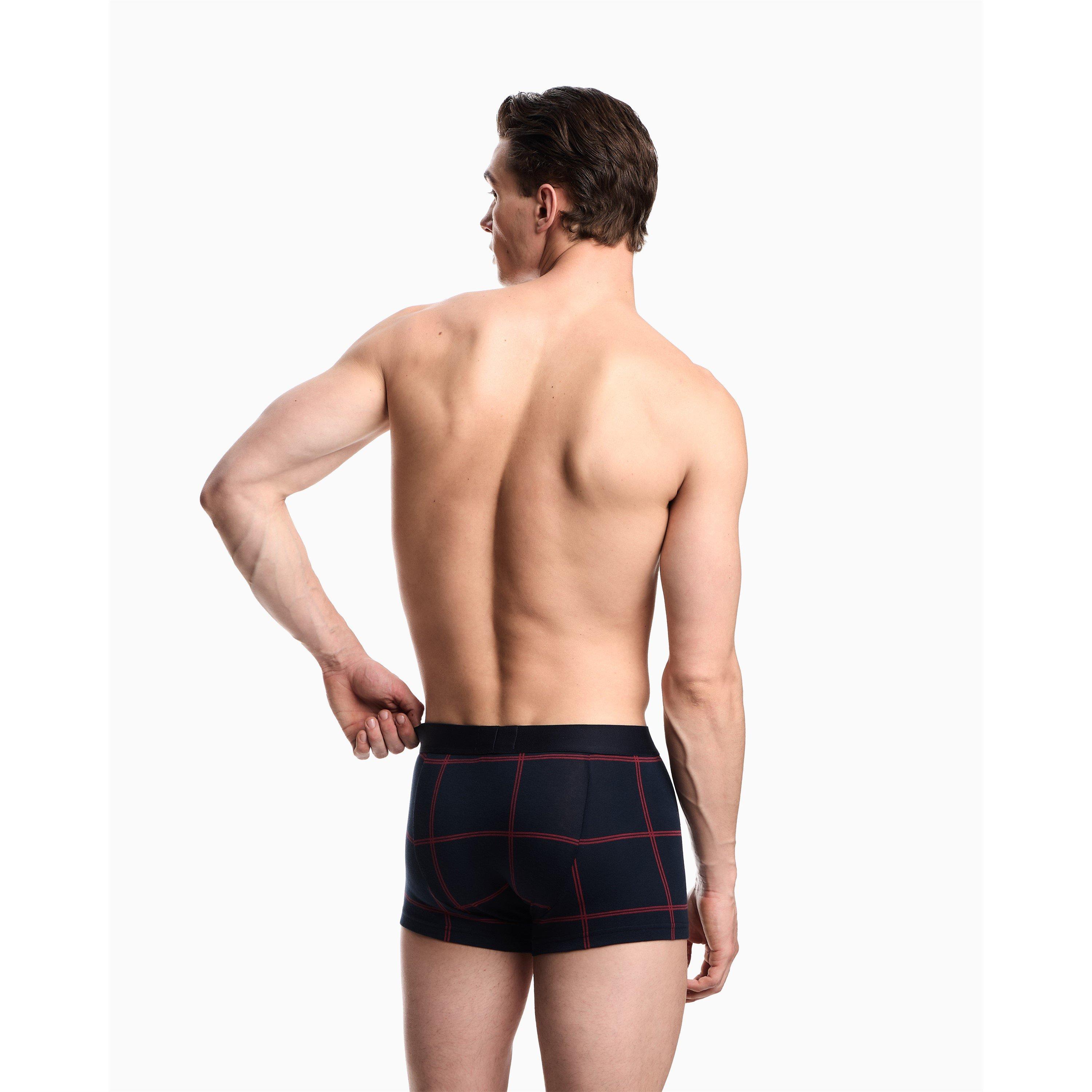 Blu/Red Chk - Emporio Armani - Men's Trunks - 3