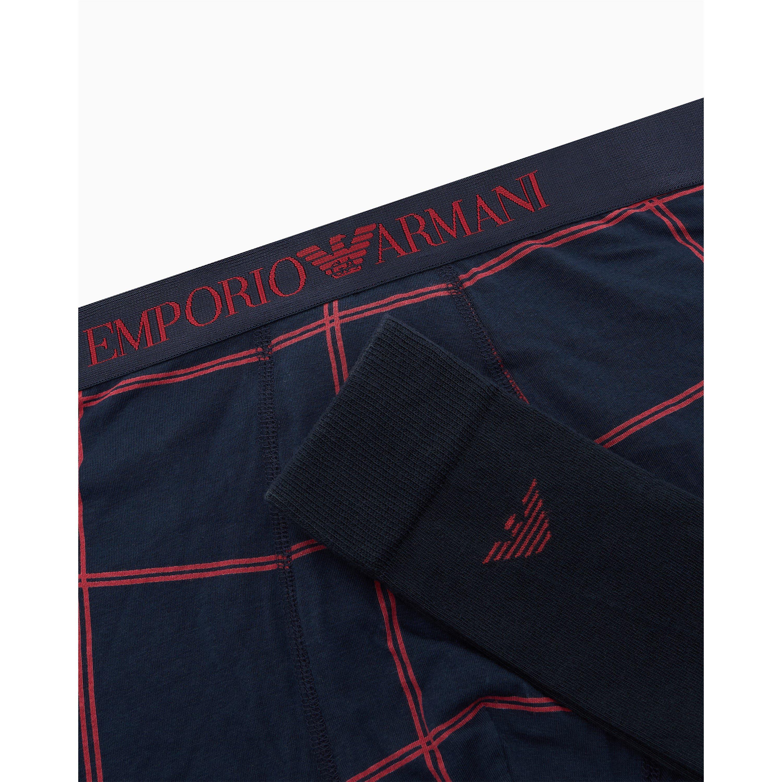 Blu/Red Chk - Emporio Armani - Men's Trunks - 4