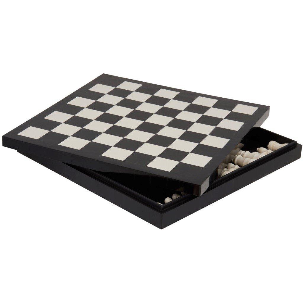 Fifty Five South  Churchill Games And White Chess Set Black