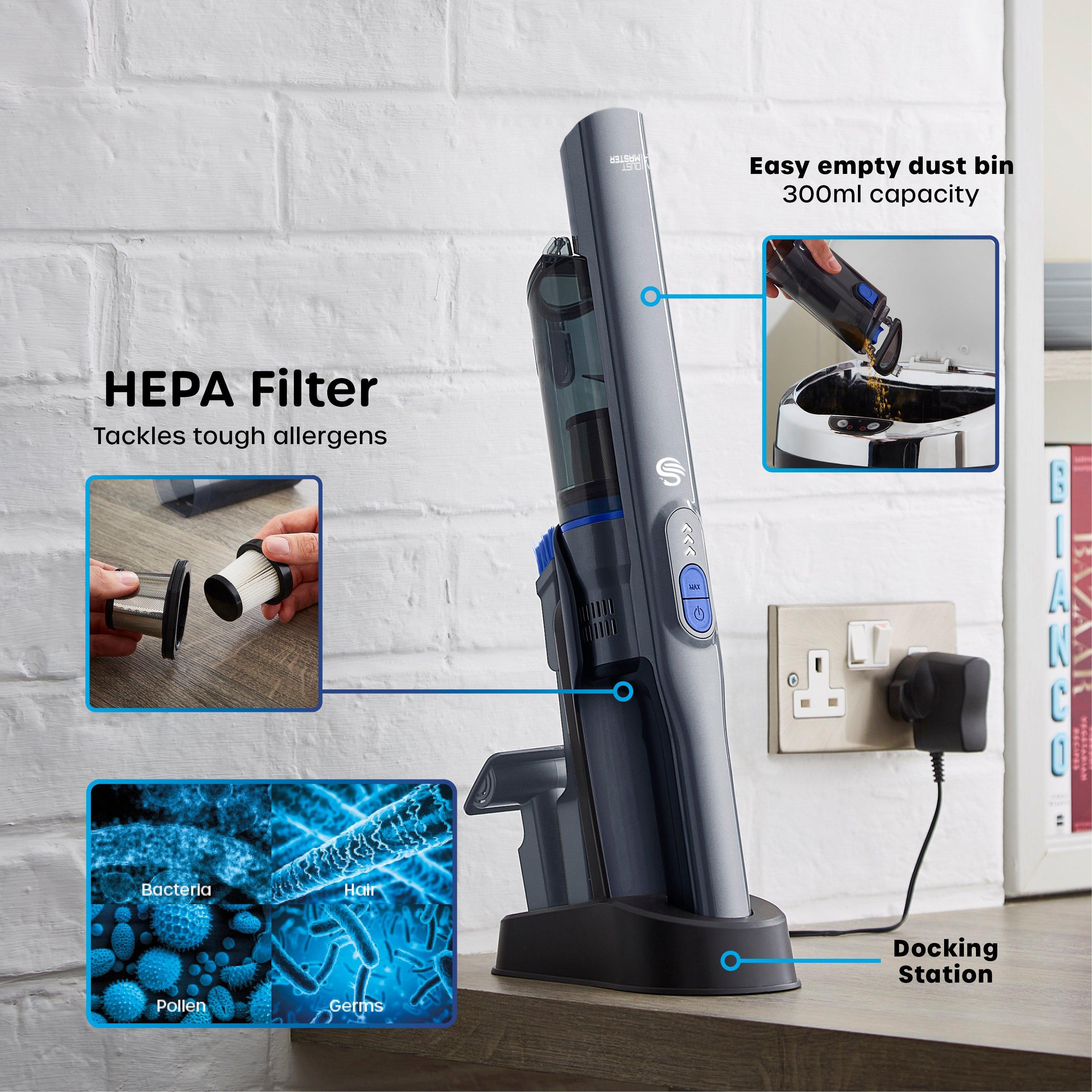 Black - Swan - Cordless Vaccum 14.8V Cobalt Blue Accents 200W Han - 5