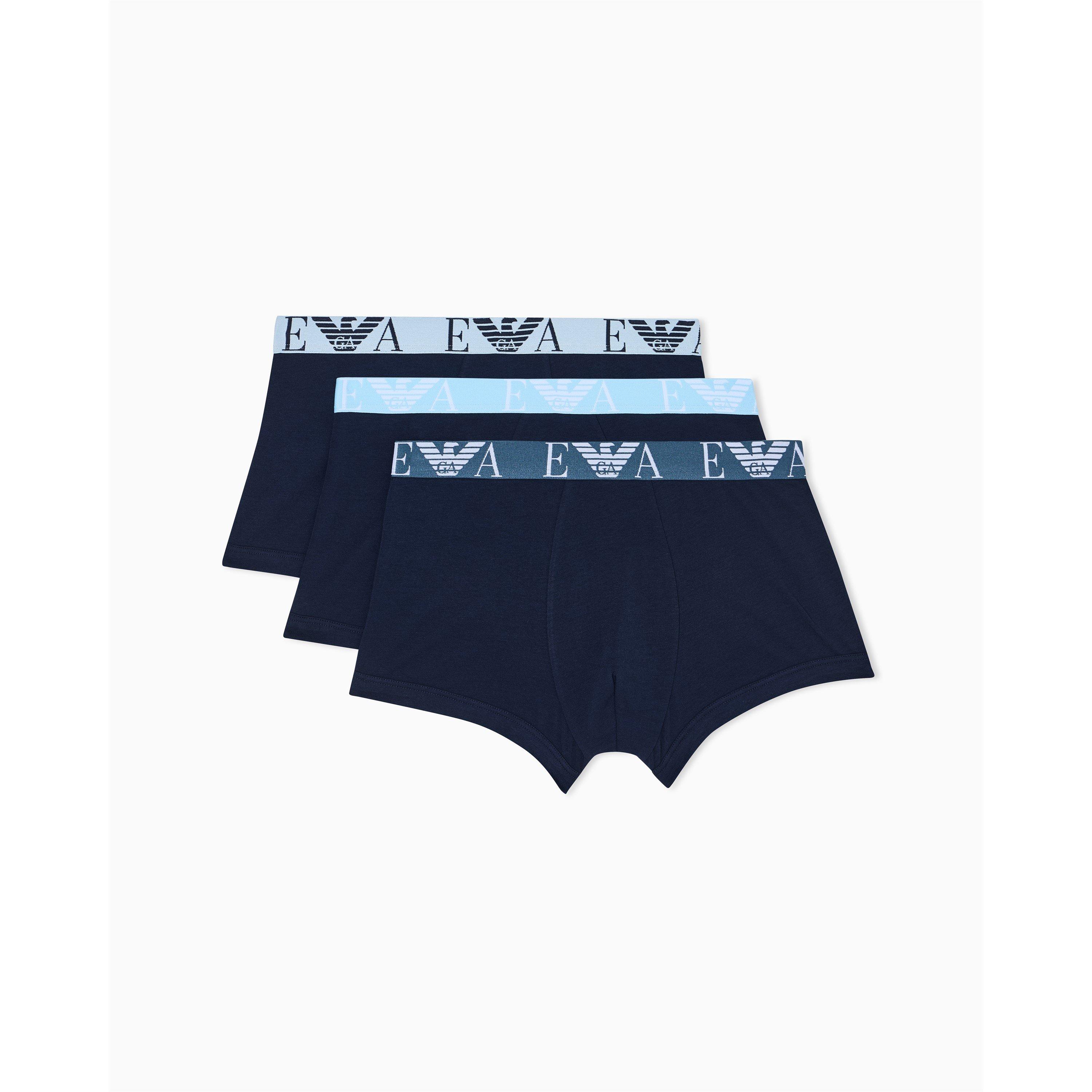 Emporio Armani Mens Core Logo Boxers 3-Pack - Armani Blue - Medium