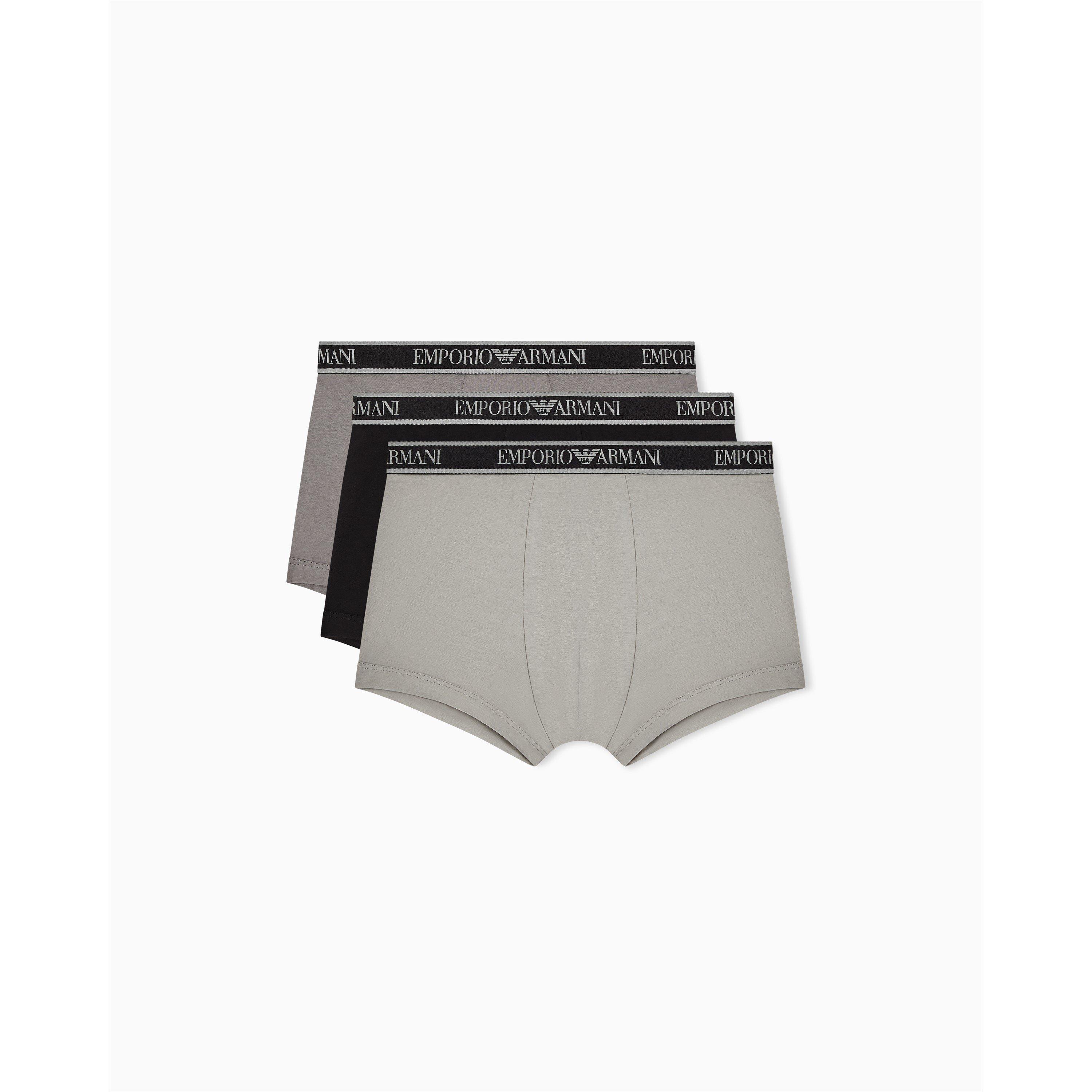Emporio Armani Mens Core Logo Boxers 3-Pack - Black/Grey - Medium