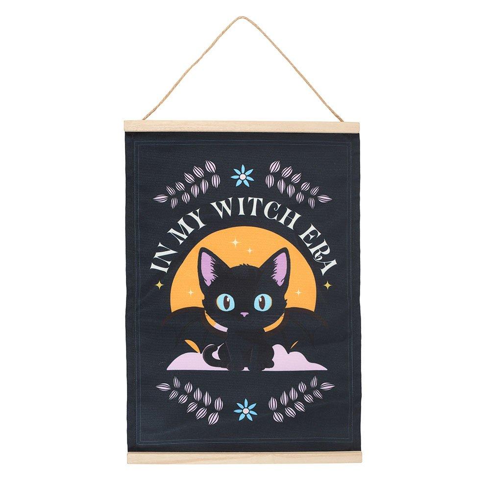 Black - Something Different - In My Witch Era Bat Cat Fabric Wall Hanging - 2