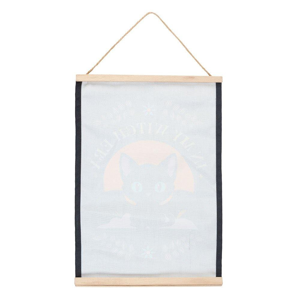 Black - Something Different - In My Witch Era Bat Cat Fabric Wall Hanging - 3