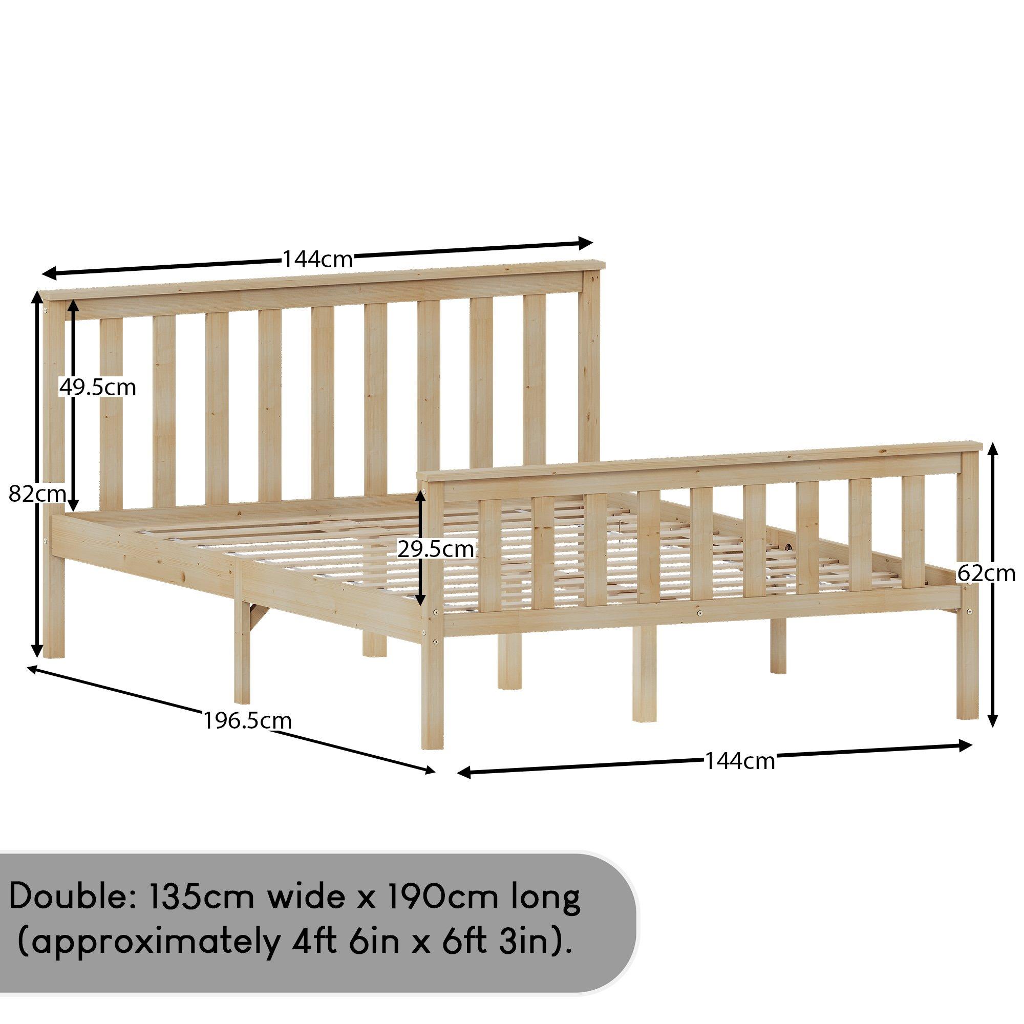 Pine - Lassic - Vida Designs Milan Double Wooden Bed, High Foot - 2