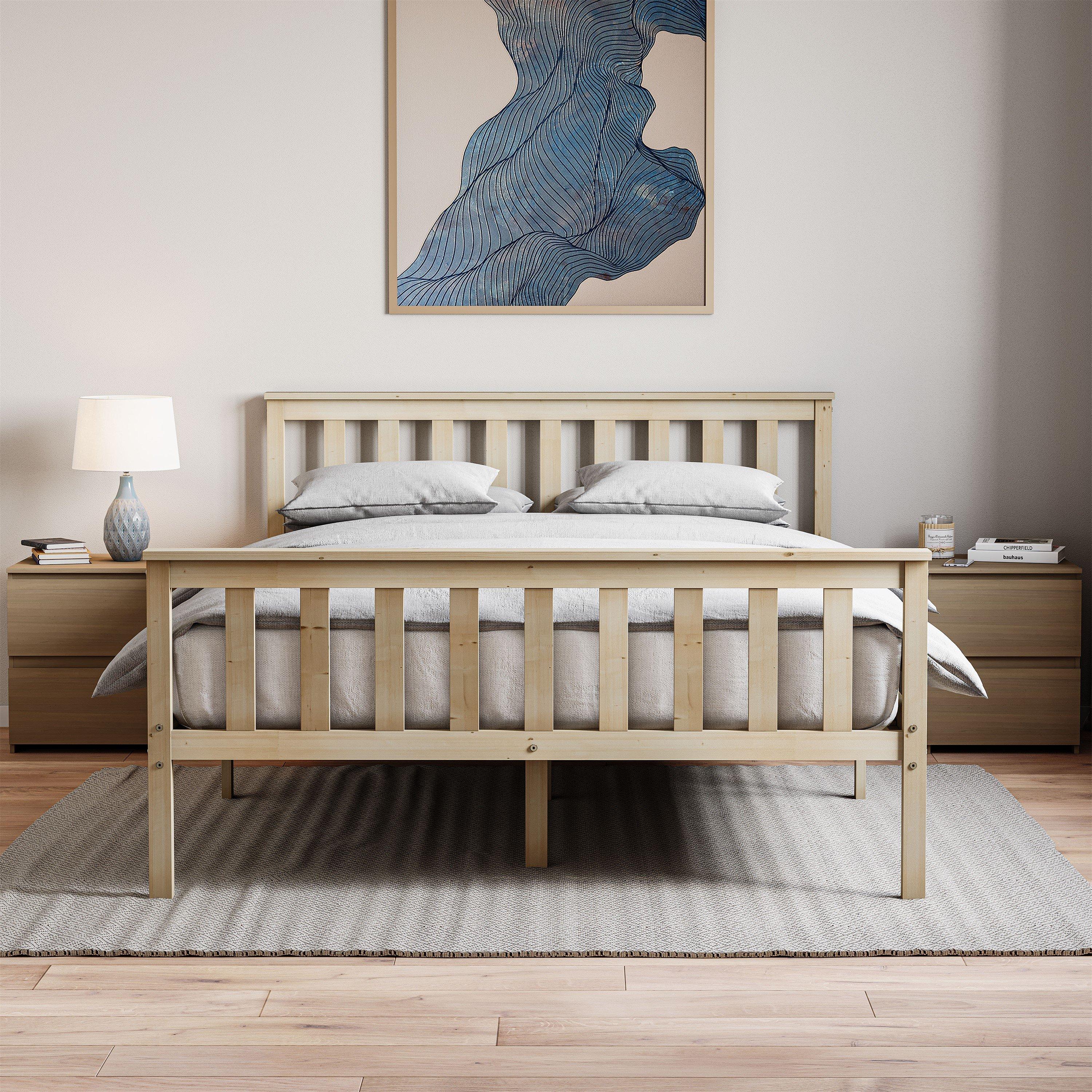 Pine - Lassic - Vida Designs Milan Double Wooden Bed, High Foot - 3