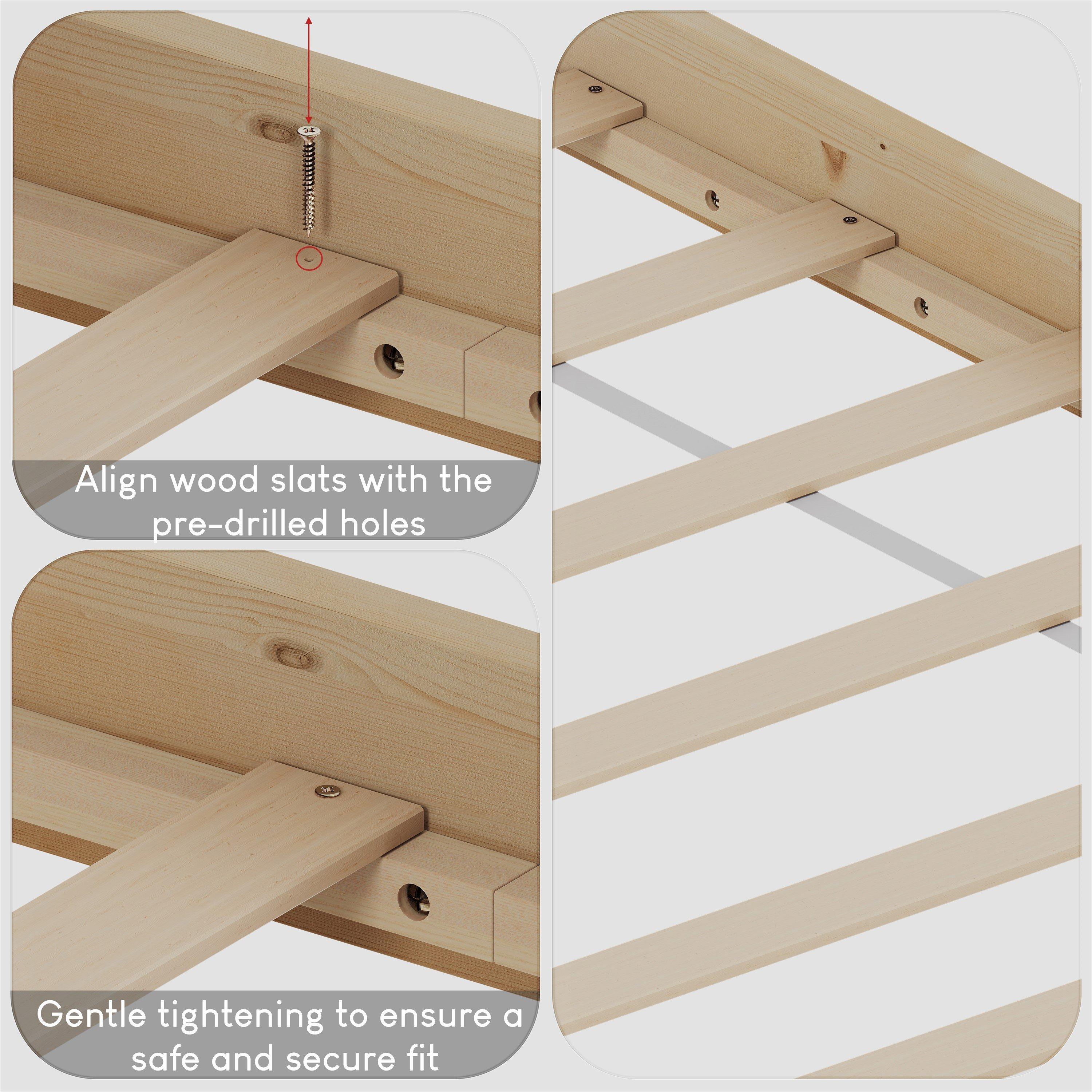 Pine - Lassic - Vida Designs Milan Double Wooden Bed, High Foot - 5