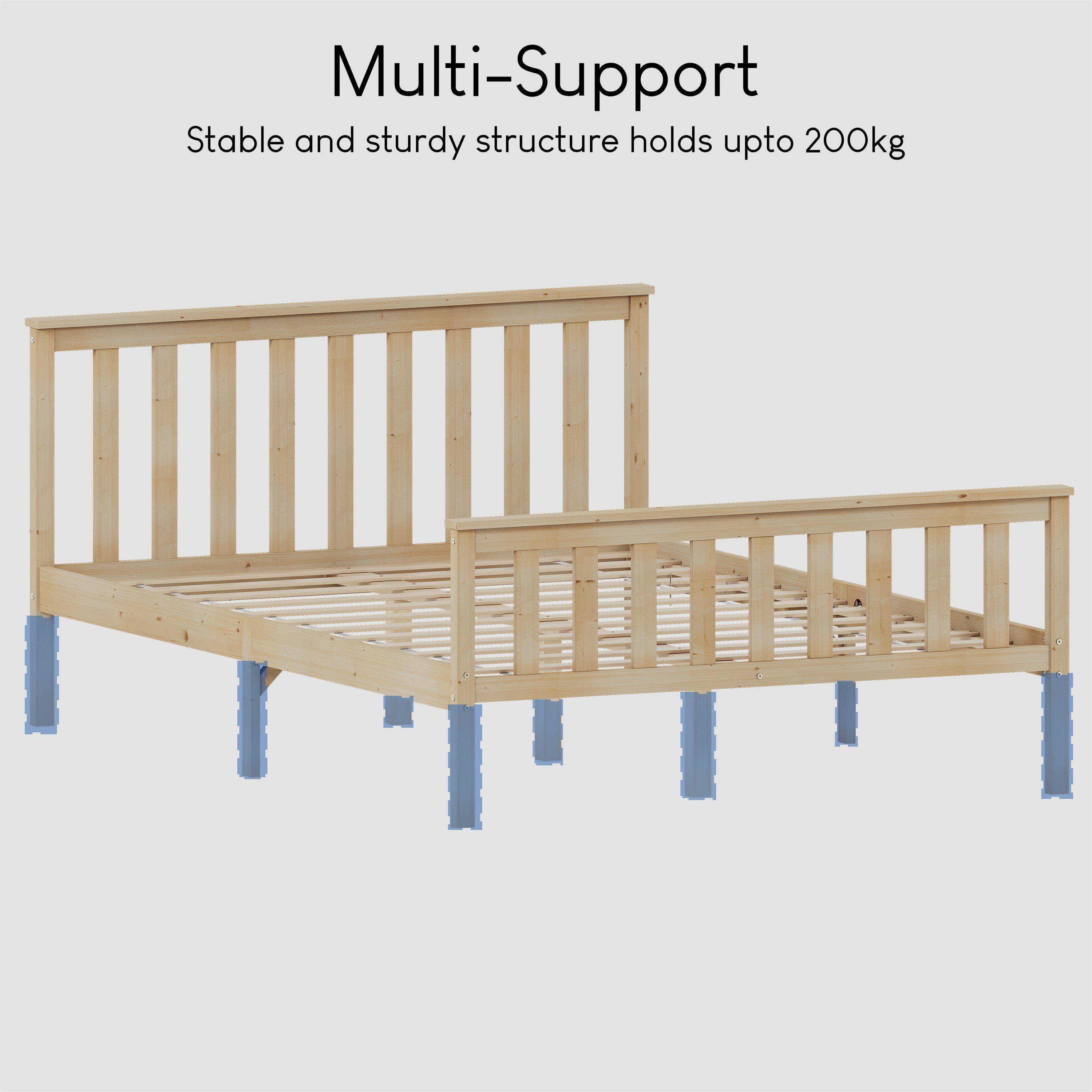 Pine - Lassic - Vida Designs Milan Double Wooden Bed, High Foot - 7