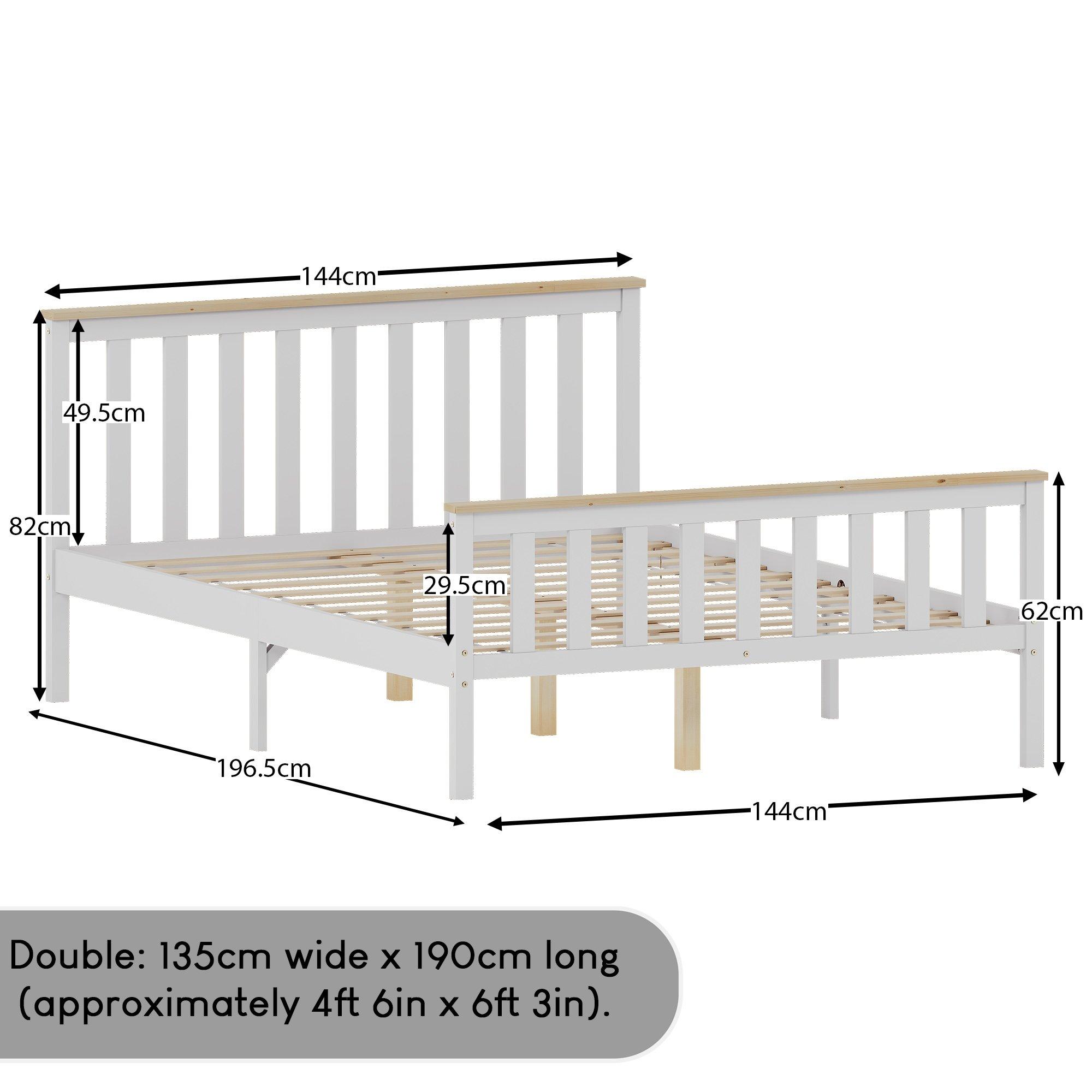 White & Pine - Lassic - Vida Designs Milan Double Wooden Bed, High Foot - 2