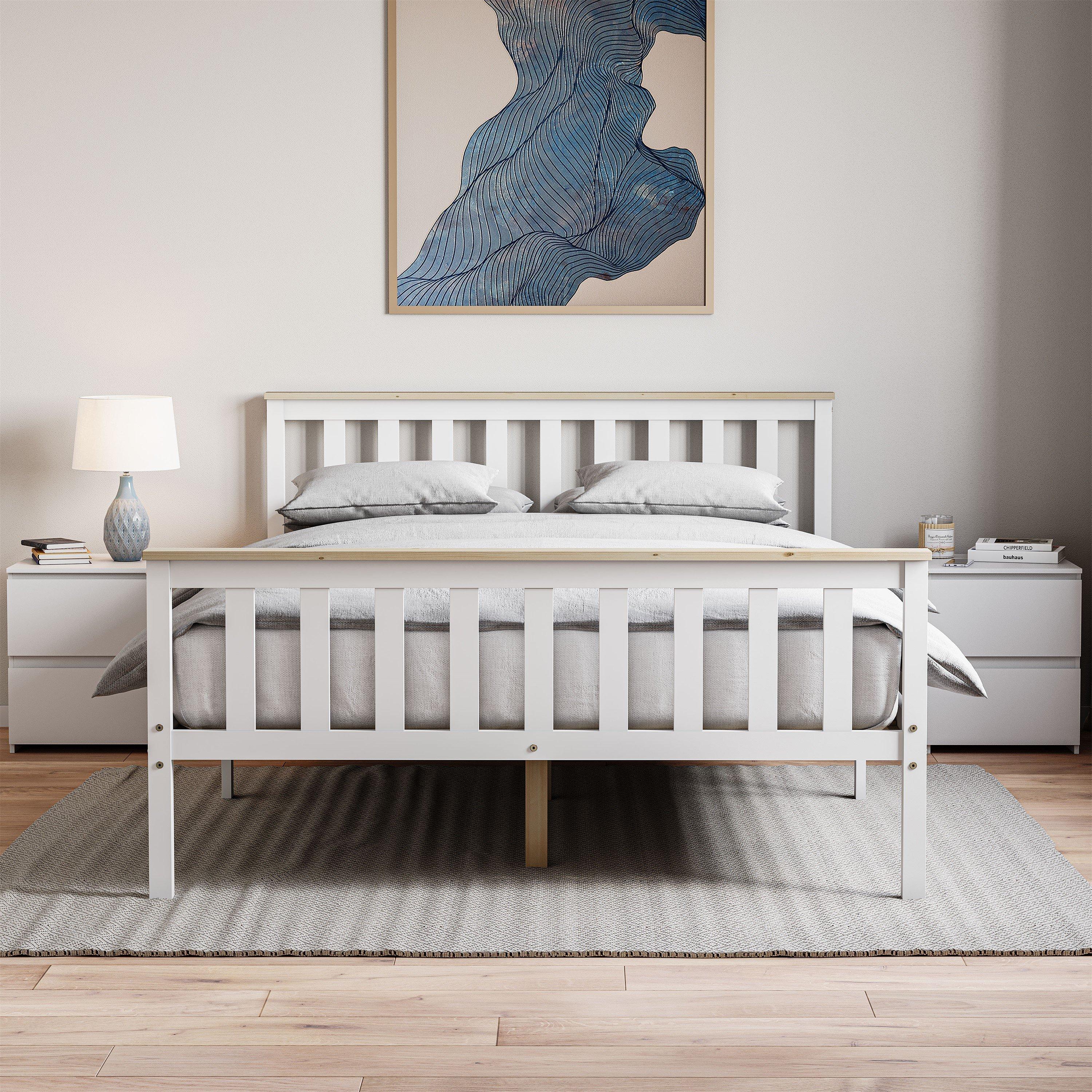 White & Pine - Lassic - Vida Designs Milan Double Wooden Bed, High Foot - 3