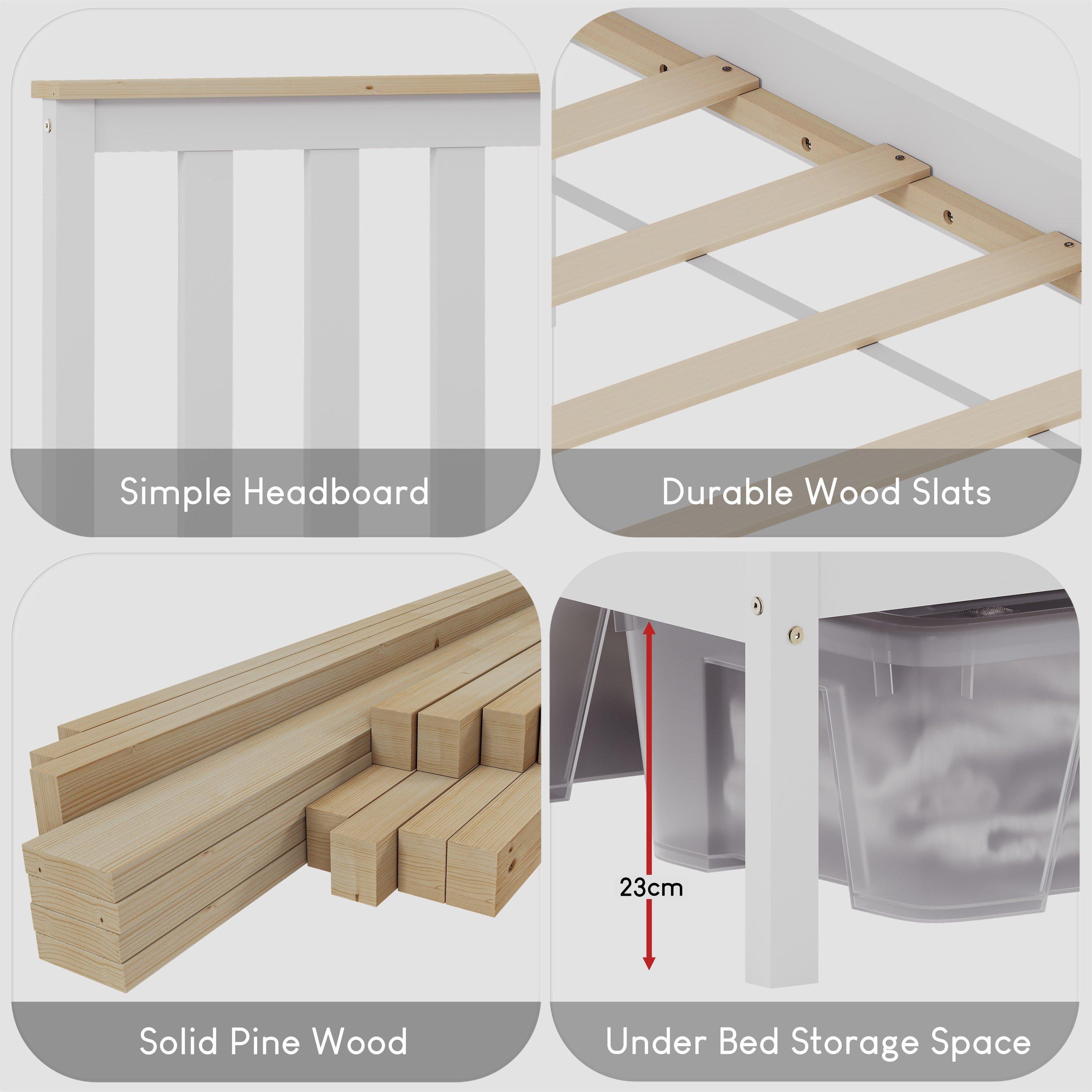 White & Pine - Lassic - Vida Designs Milan Double Wooden Bed, High Foot - 4