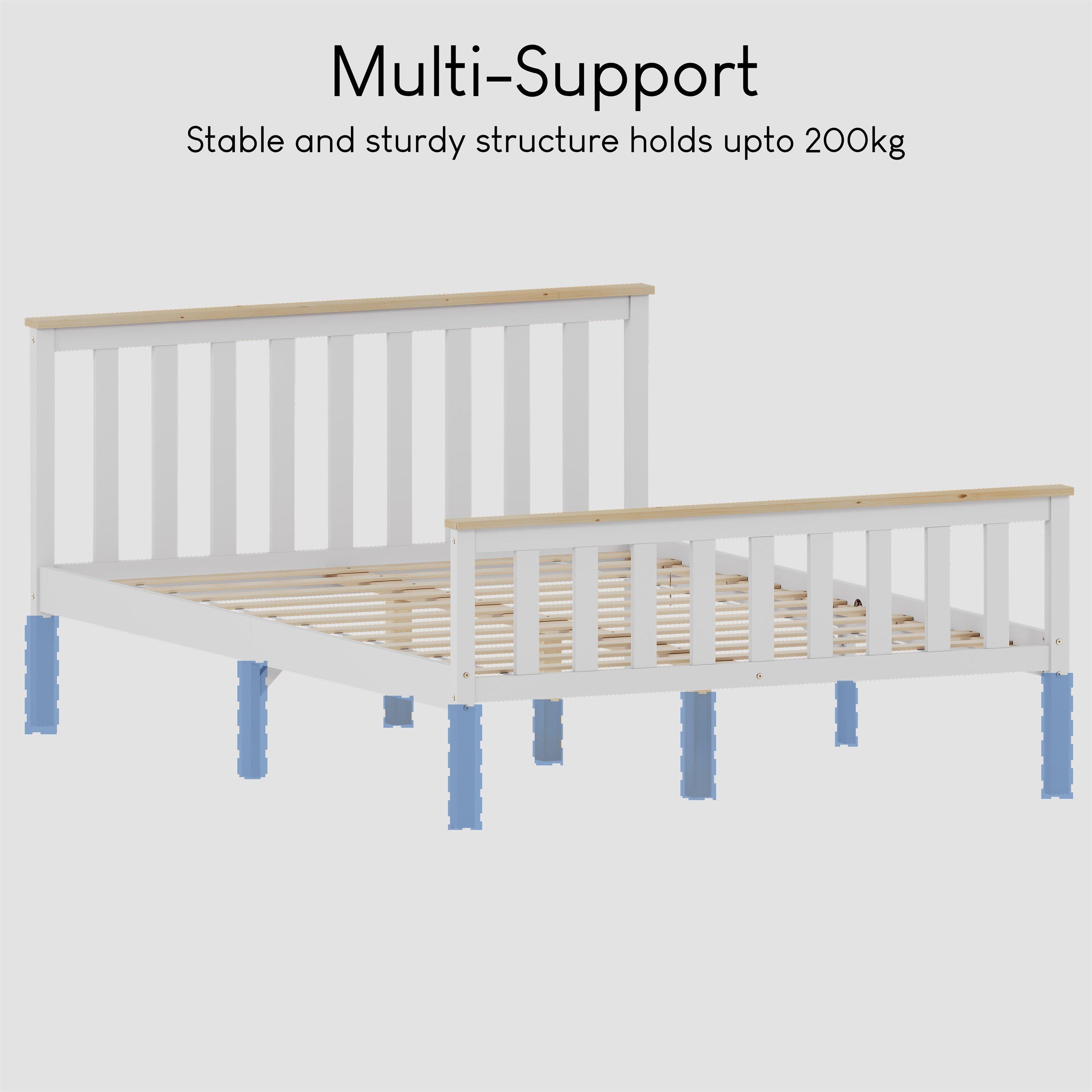 White & Pine - Lassic - Vida Designs Milan Double Wooden Bed, High Foot - 7