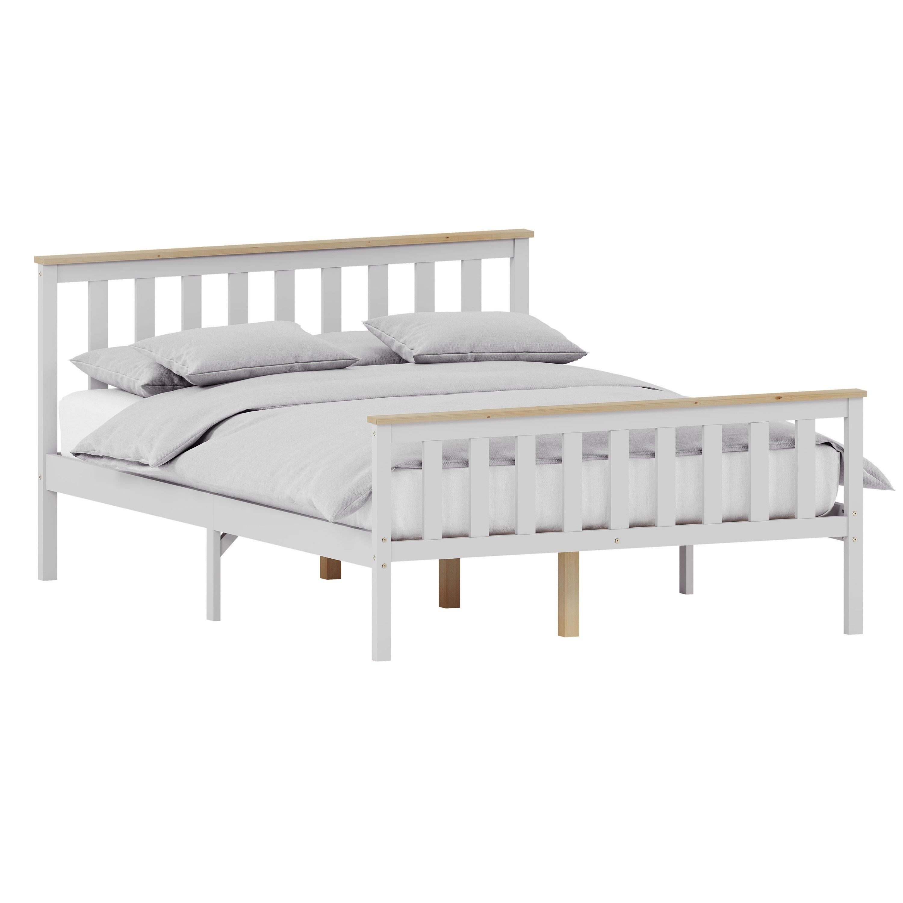 White & Pine - Lassic - Vida Designs Milan Double Wooden Bed, High Foot - 8