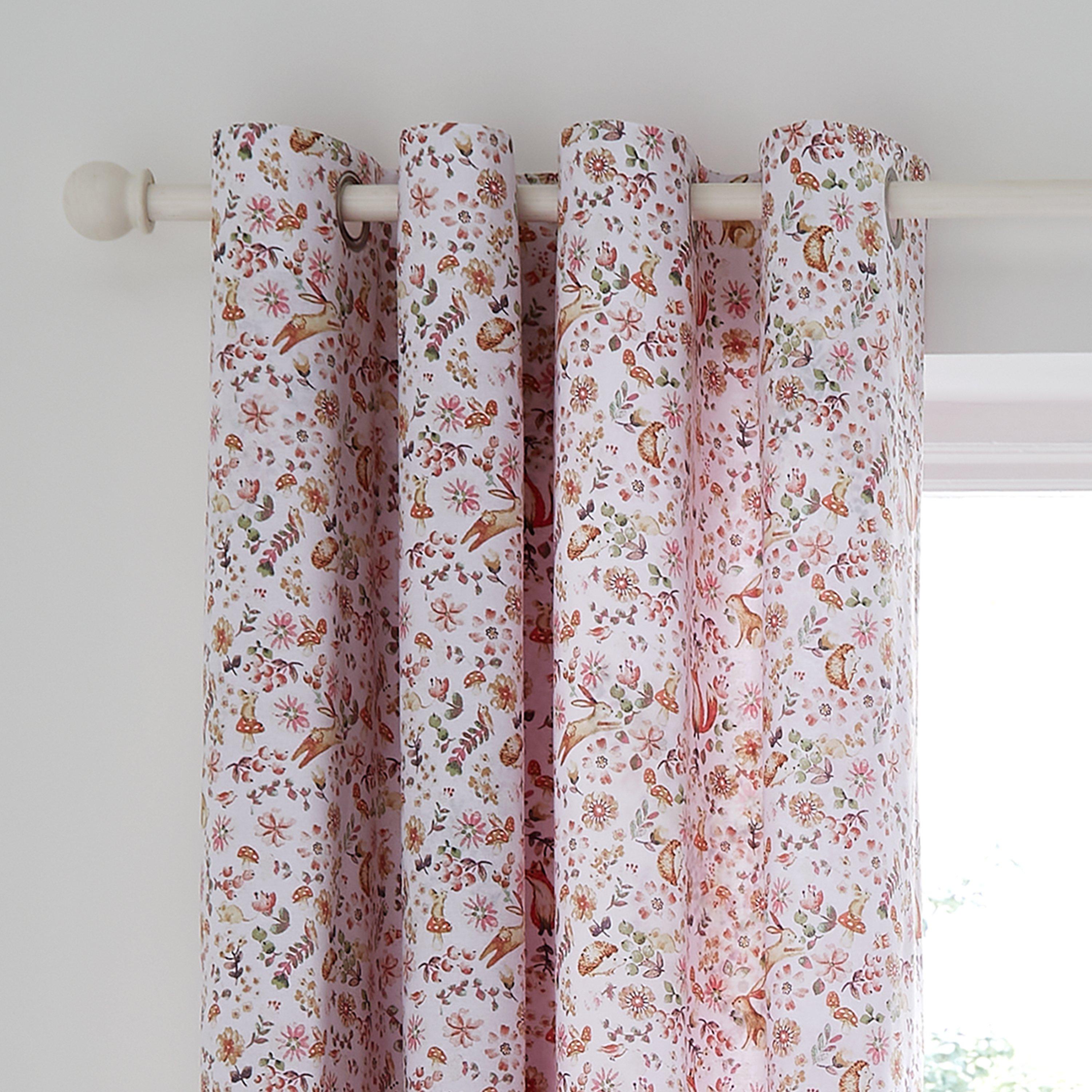Catherine Lansfield  Kids Enchanted Butterfly Reversible Eyelet Curtains - Pink - 168x183cm