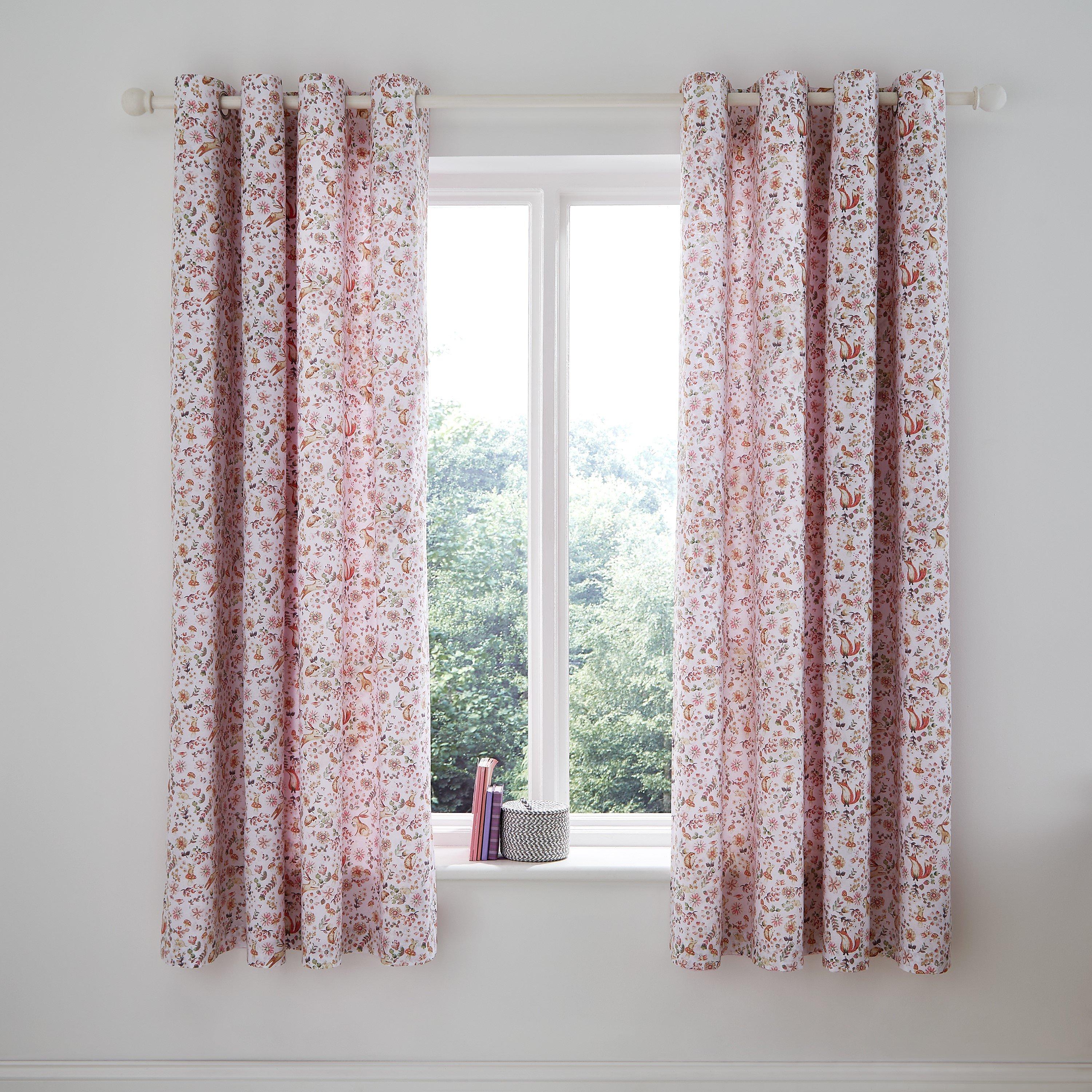 Pink - Catherine Lansfield - Enchanted Butterfly Reversible Eyelet Curtains - 2