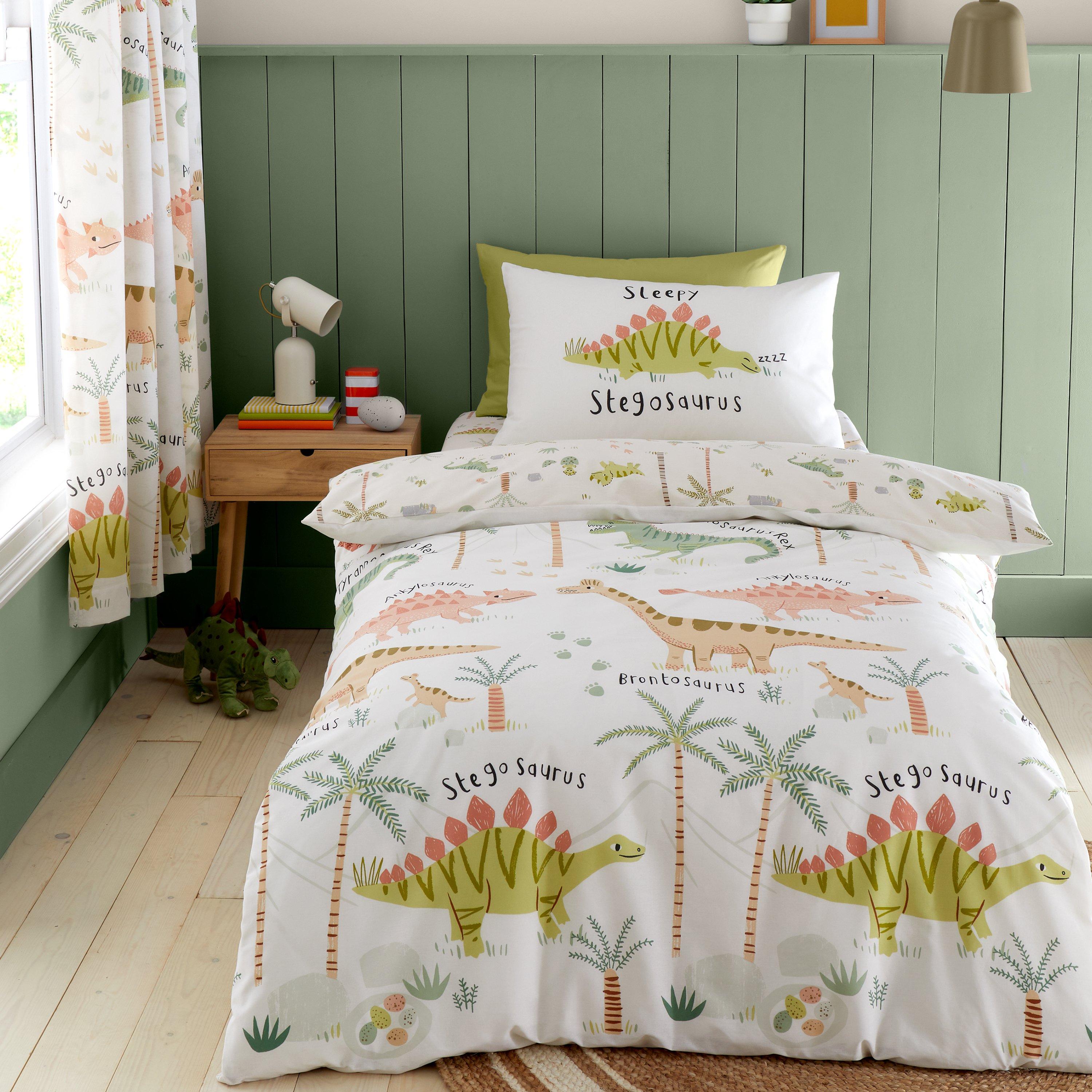 Green - Catherine Lansfield - Sleepy Dino Fully Reversible Eyelet Curtains - 4