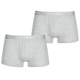 Dolce and Gabbana MenS Plain Cotton Stretch Boxers, 2 Pack