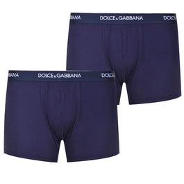 Dolce and Gabbana MenS Plain Cotton Stretch Boxers, 2 Pack