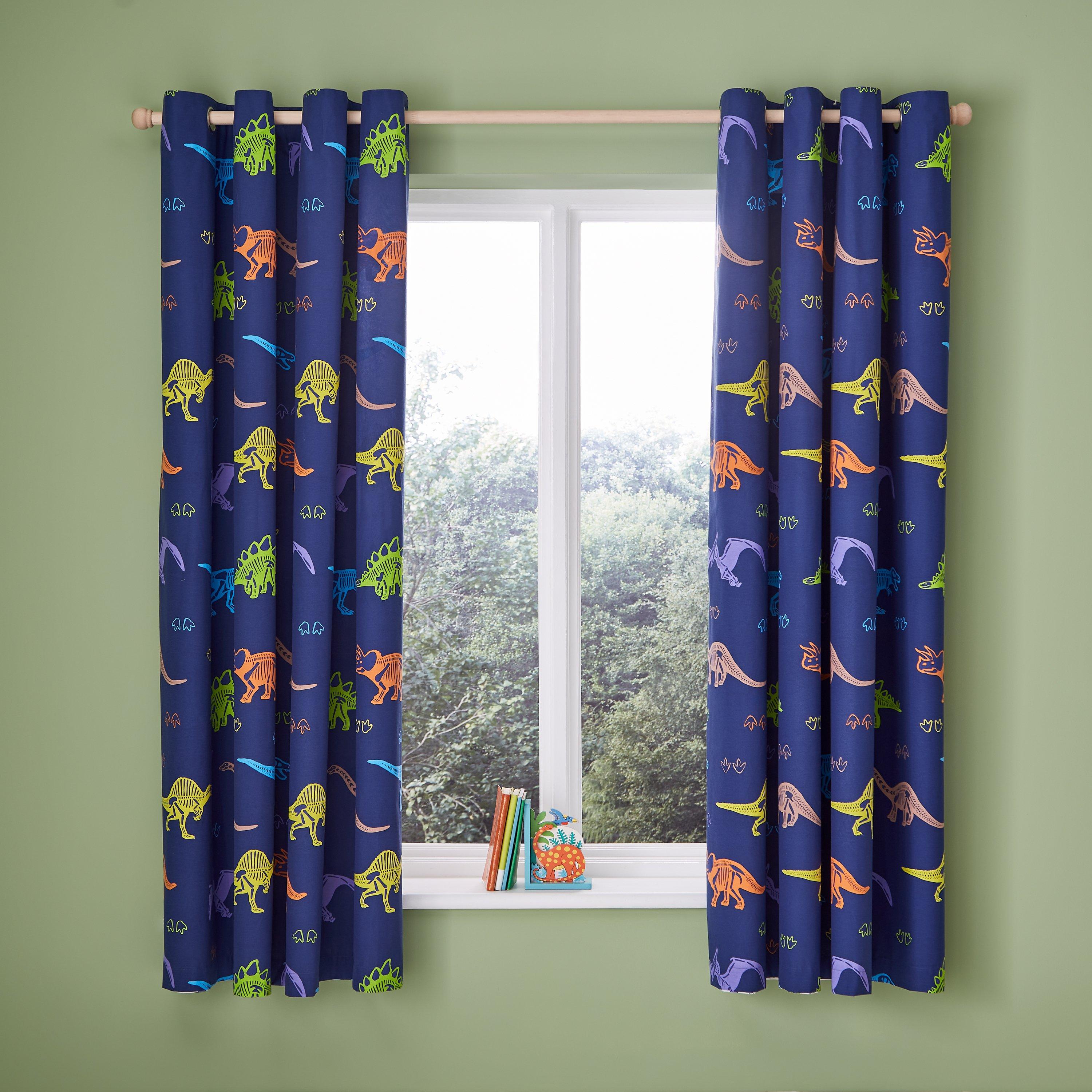 Natural - Catherine Lansfield - Prehistoric Dinosaurs Fully Reversible Curtains - 3