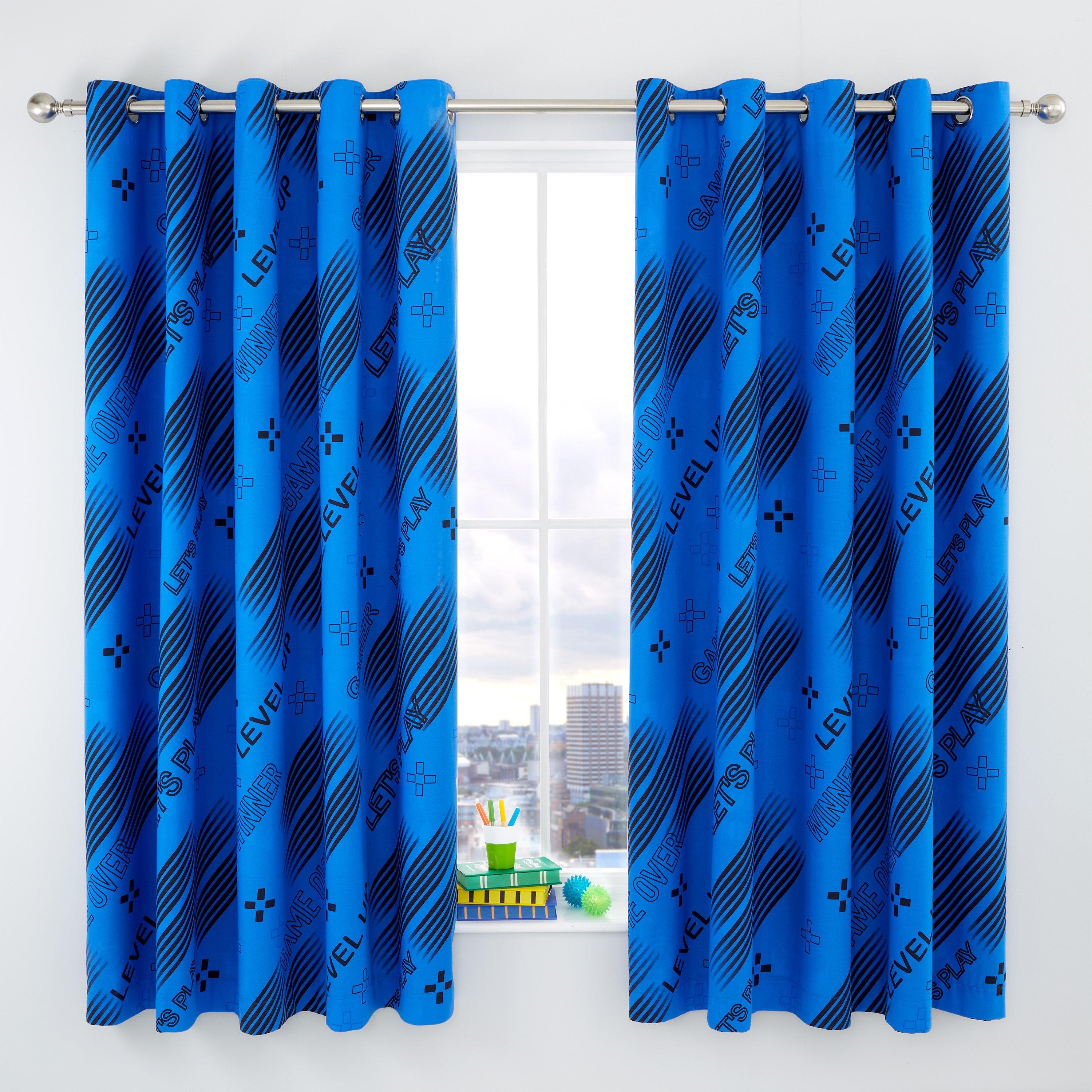 Black - Catherine Lansfield - Game Over Fully Reversible Eyelet Curtains - 3