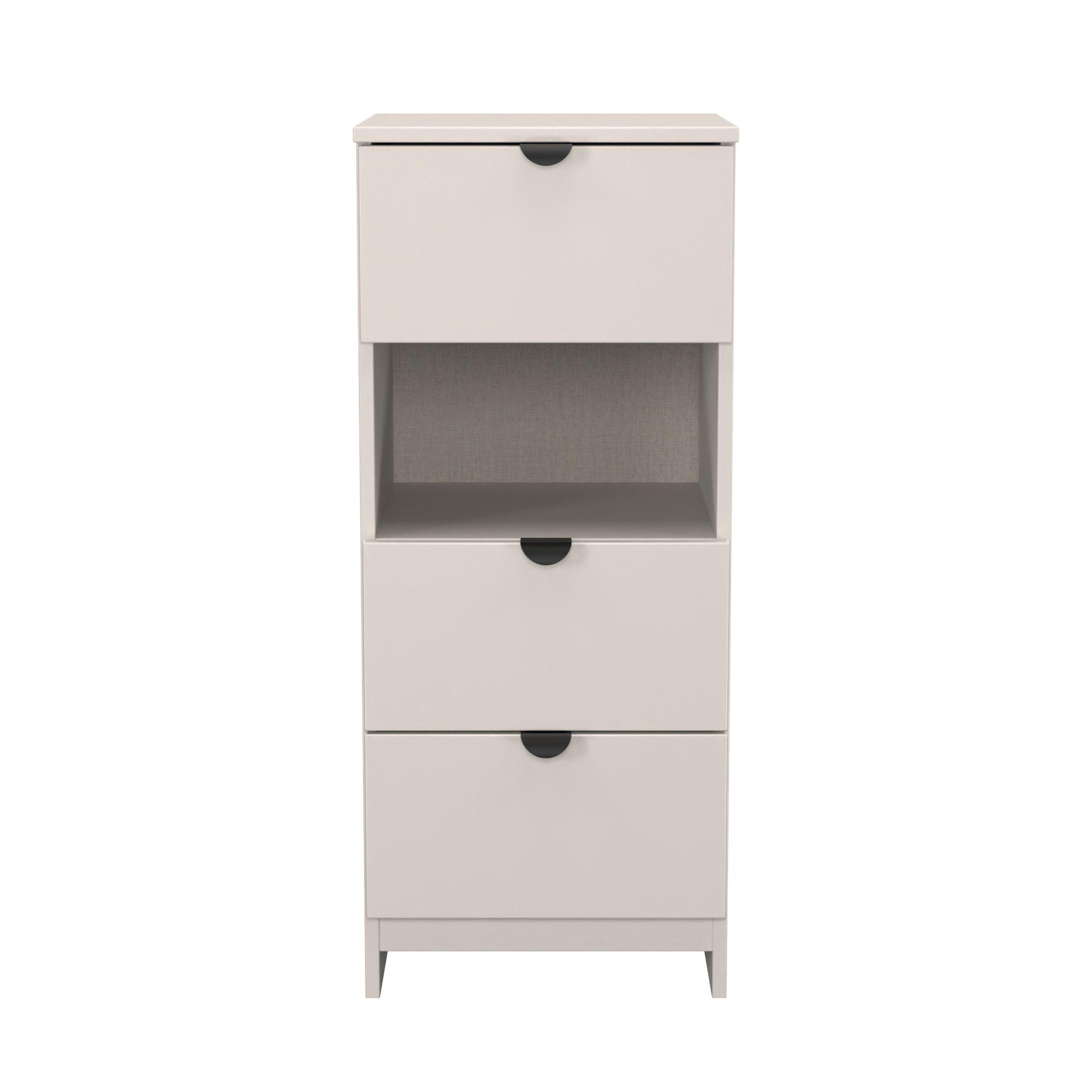 Welcome Furniture  Solomon 3 Drawer Open Shelf Bedside Cabinet - Kashmir Matt - Medium