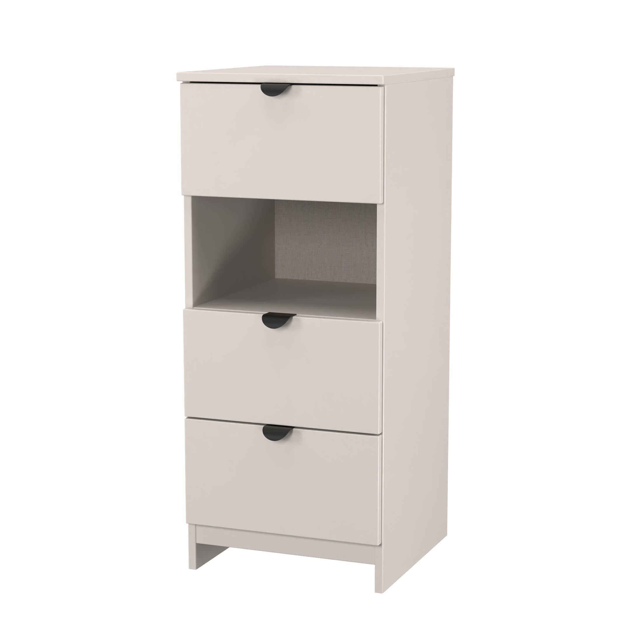 Kashmir Matt - Welcome Furniture - Solomon 3 Drawer Open Shelf Bedside Cabinet - 3