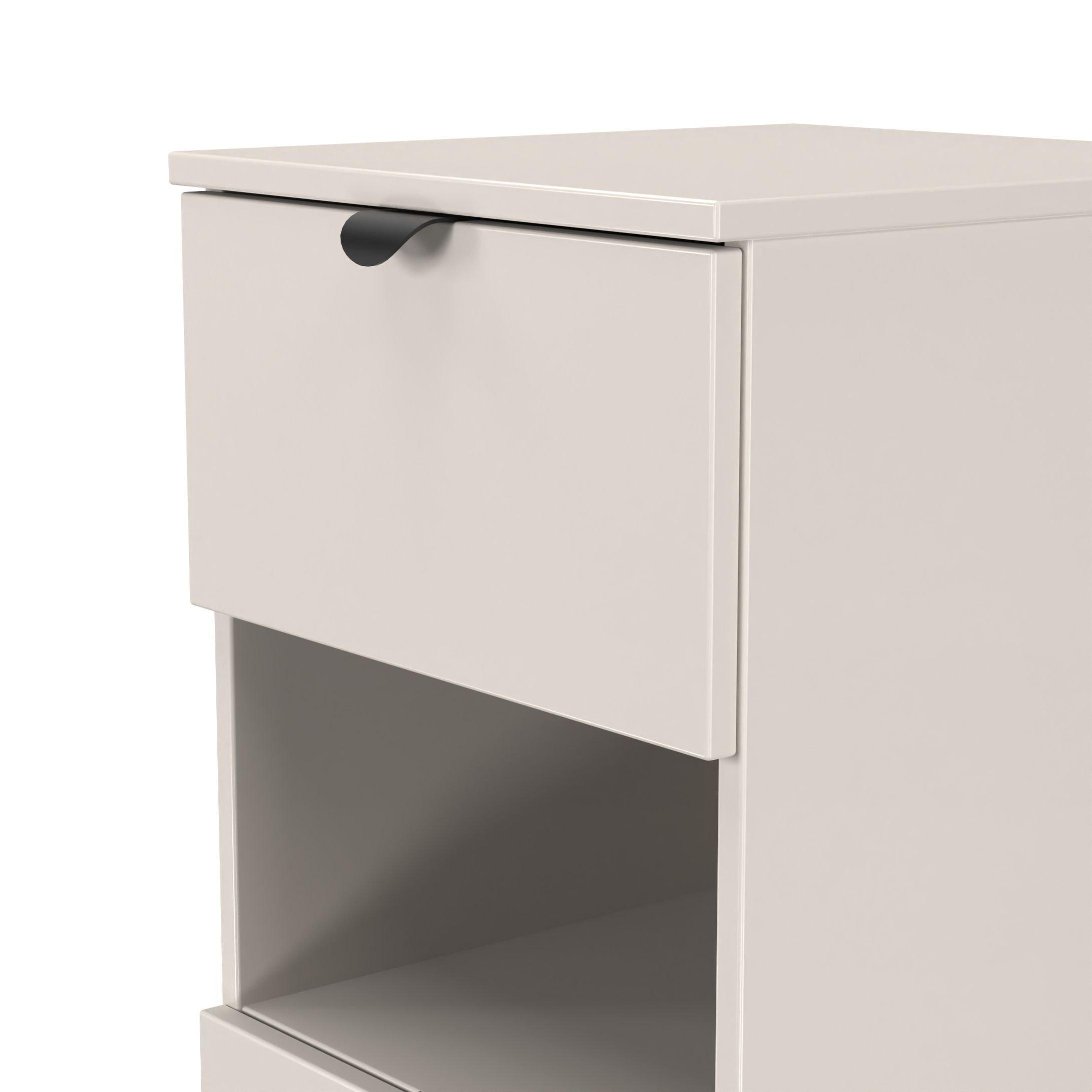 Kashmir Matt - Welcome Furniture - Solomon 3 Drawer Open Shelf Bedside Cabinet - 4