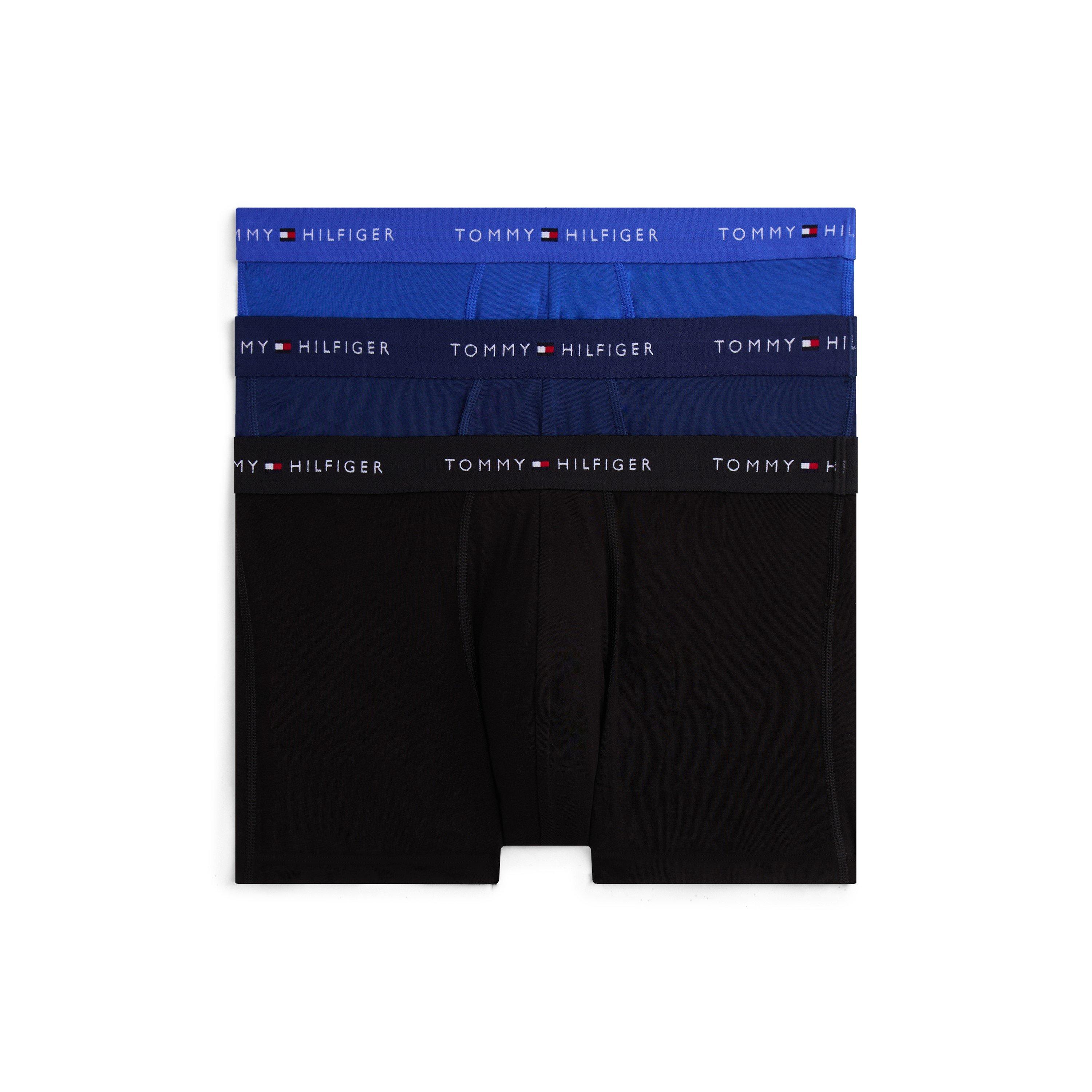 Tommy Hilfiger Men's 3 Pack Signature Waistband Trunks - Blu/Prp Nvy/Blk - Large